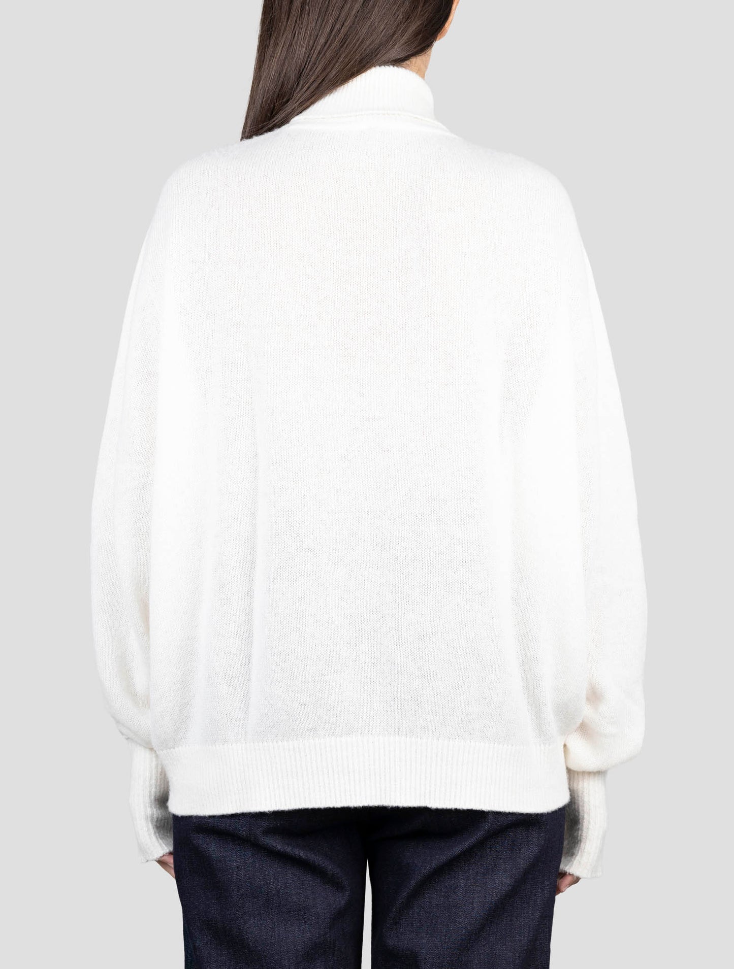 Kiton White Cashmere Silk Sweater Turtleneck