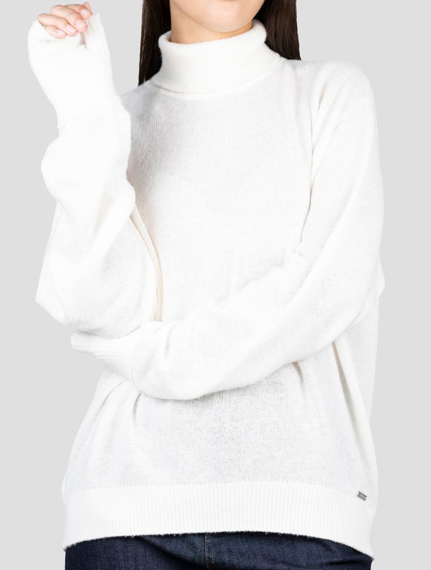 Kiton White Cashmere Silk Sweater Turtleneck