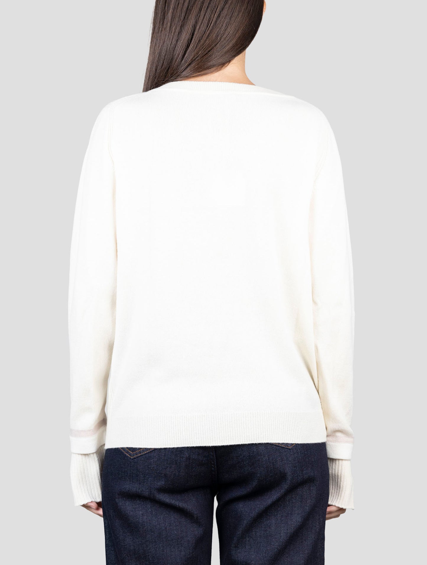Kiton White Cashmere Sweater V-Neck