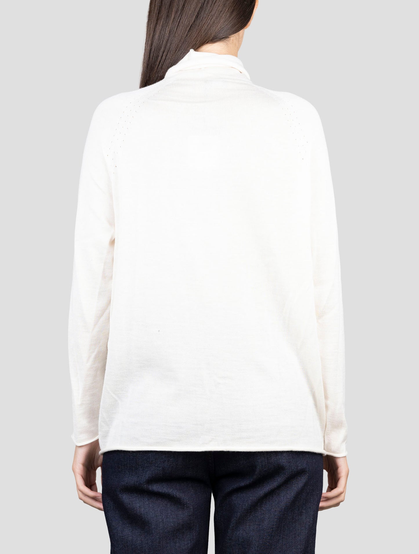 Kiton White Cashmere Silk Sweater Turtleneck
