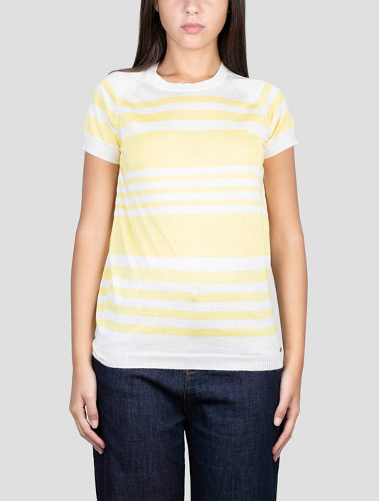 Kiton Yellow White Cashmere Silk T-Shirt