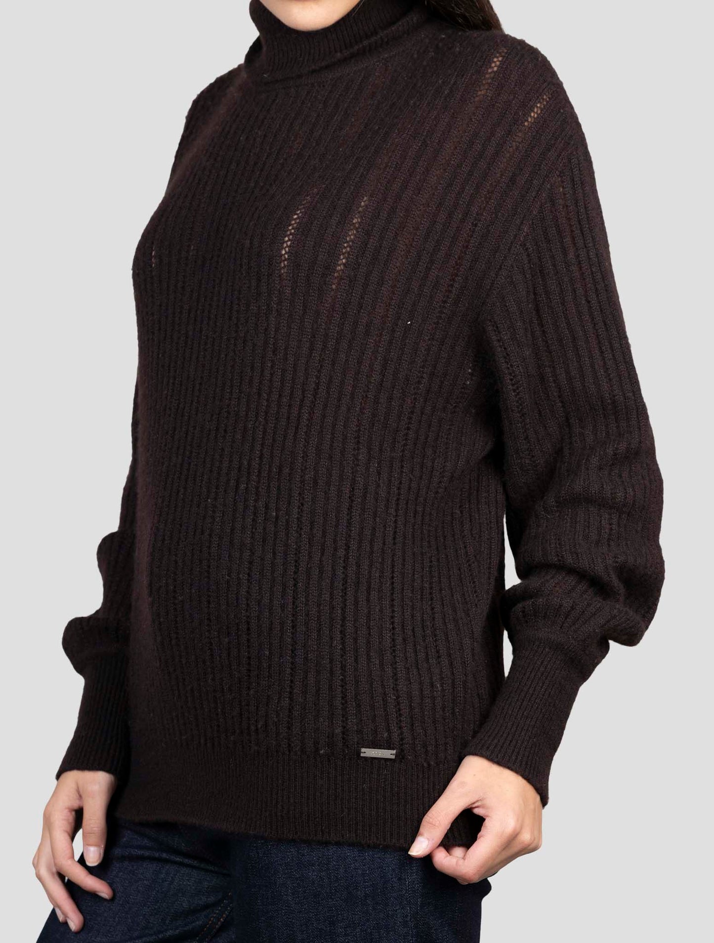 Kiton Brown Cashmere Silk Sweater Turtleneck