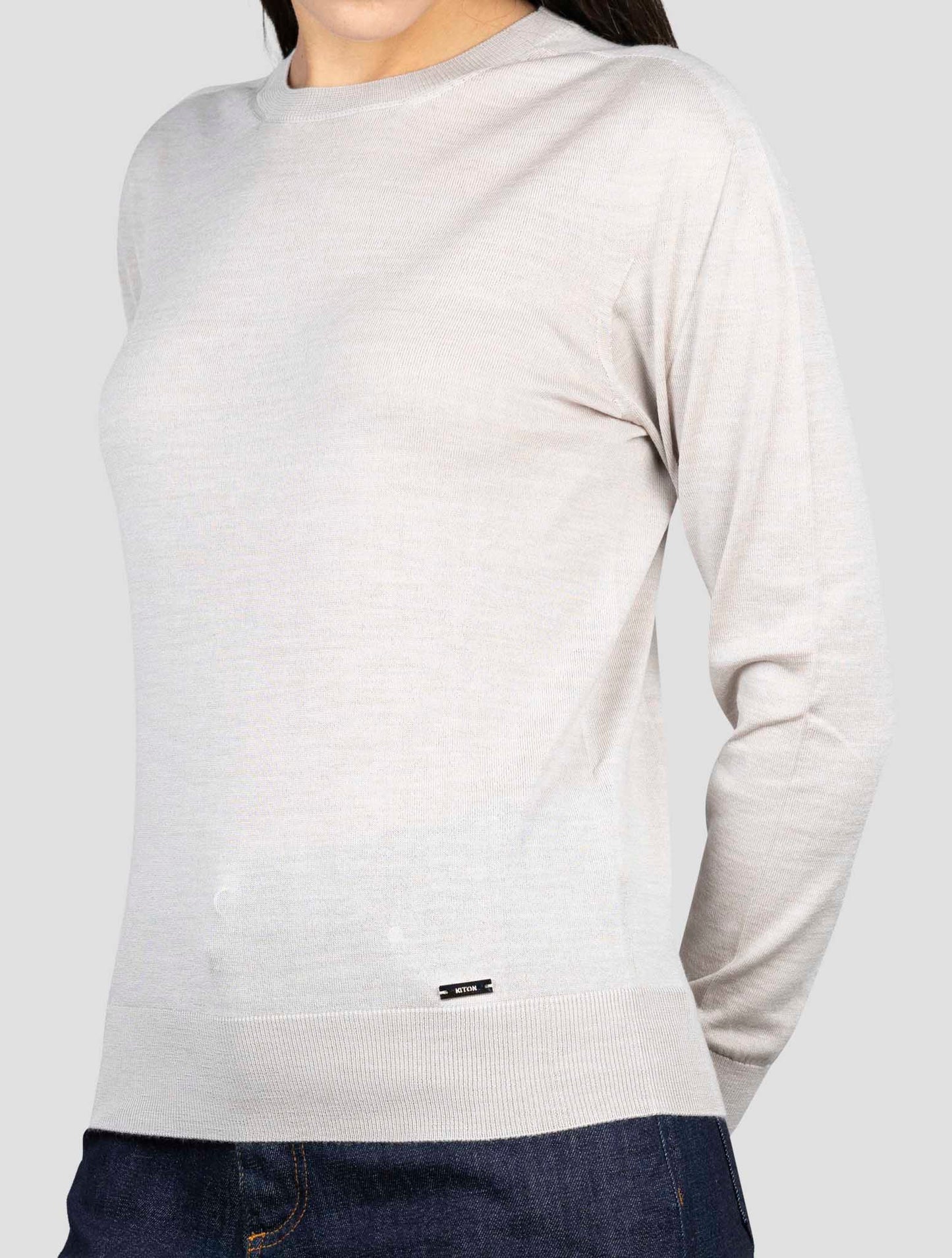 Kiton Beige Wool Sweater Crewneck