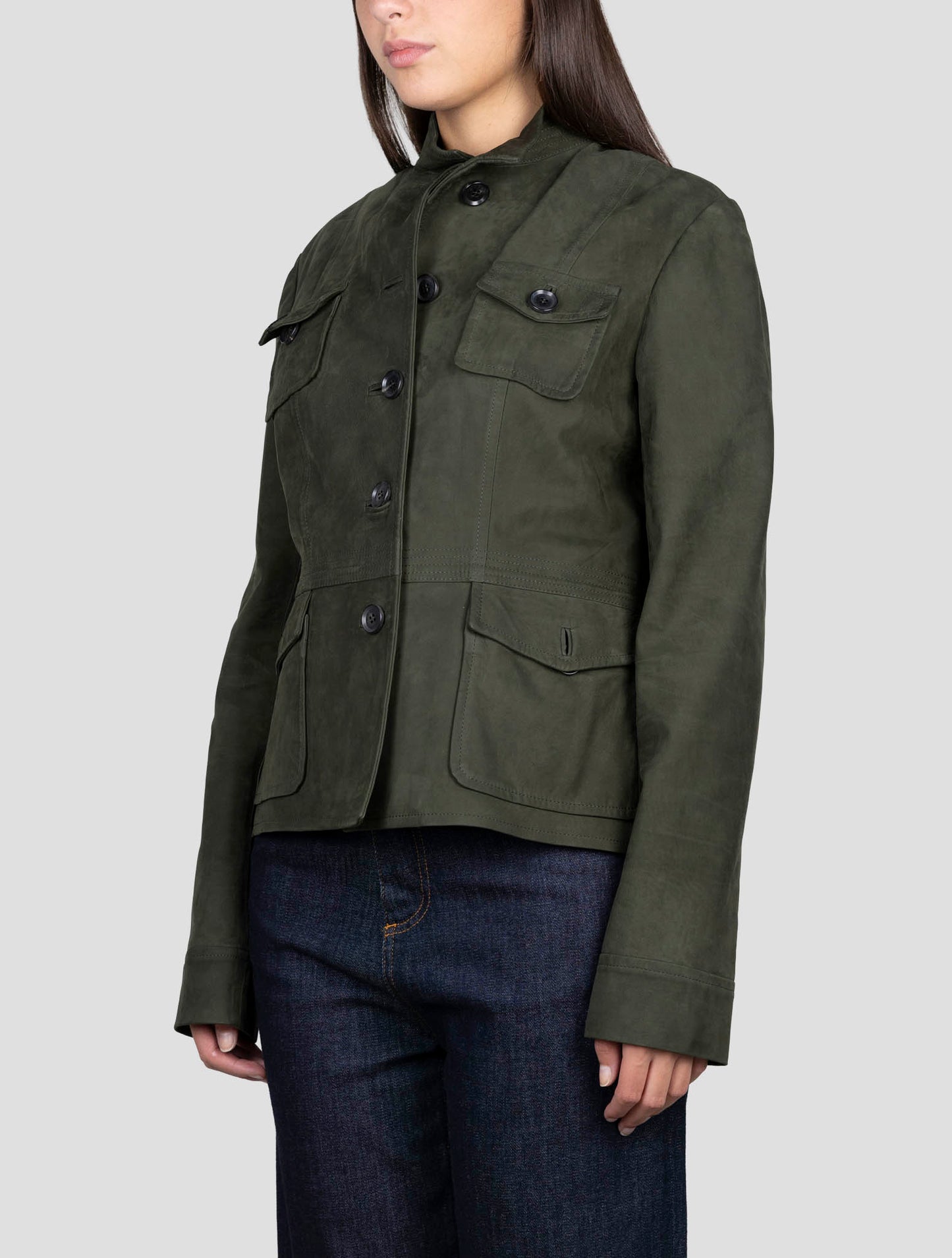 Kiton Green Leather Coat