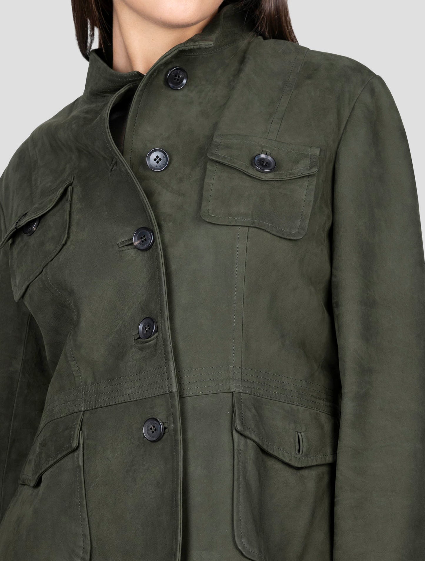 Kiton Green Leather Coat
