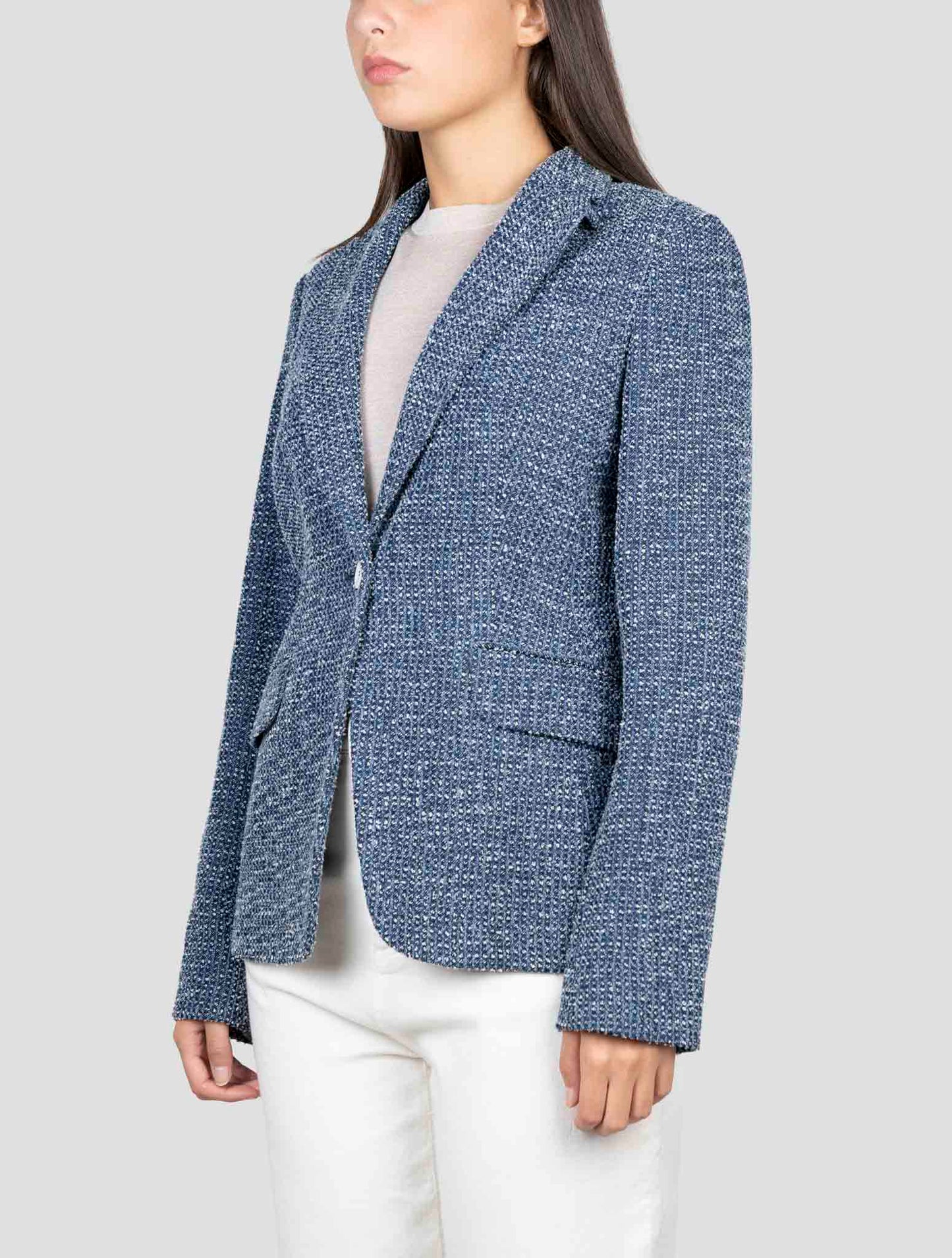 Kiton Blue Cotton Blazer