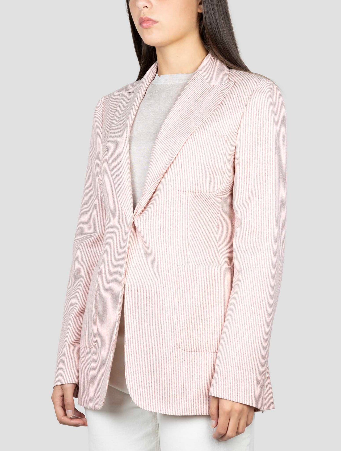 Kiton Red White Cashmere Silk Linen Blazer