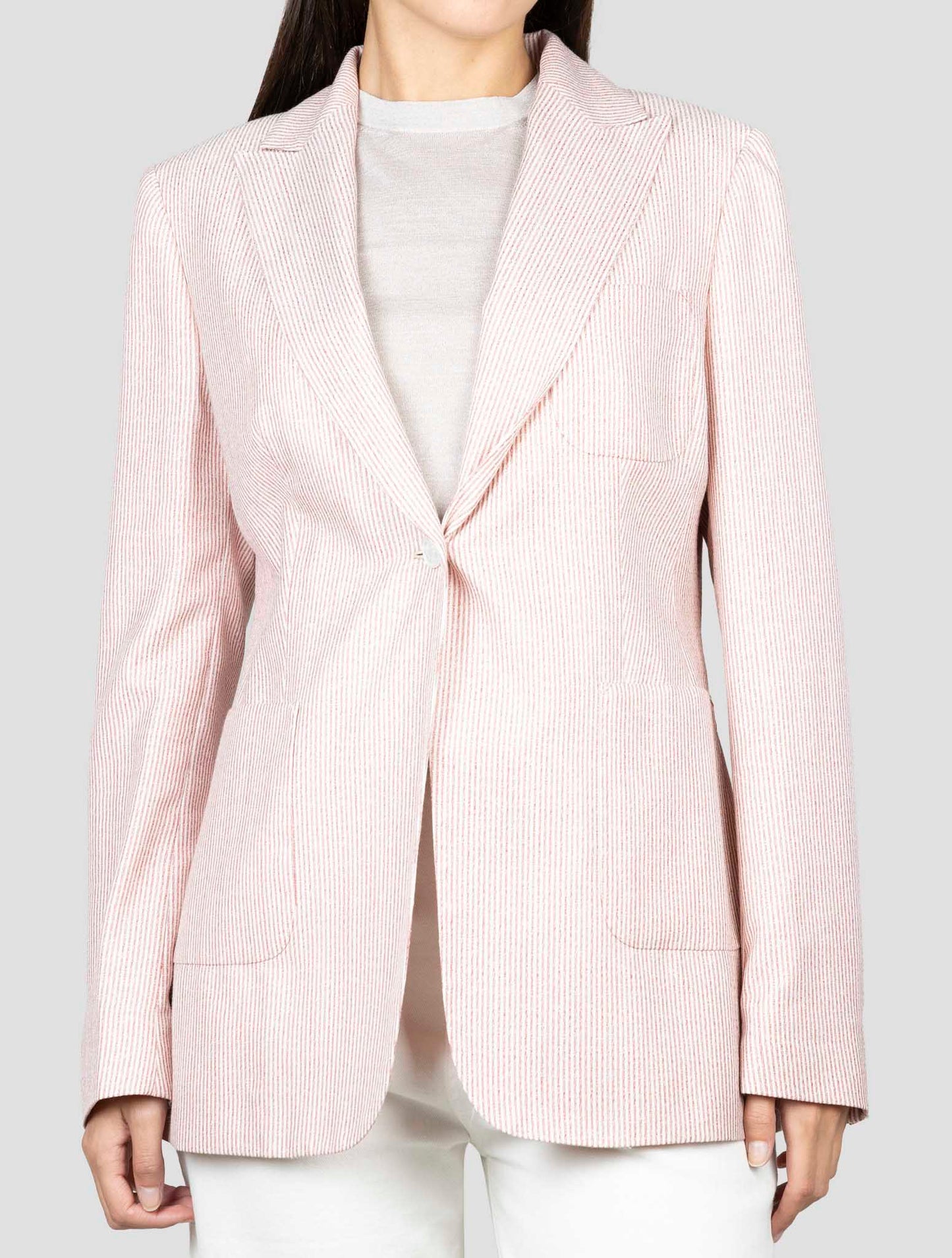 Kiton Red White Cashmere Silk Linen Blazer