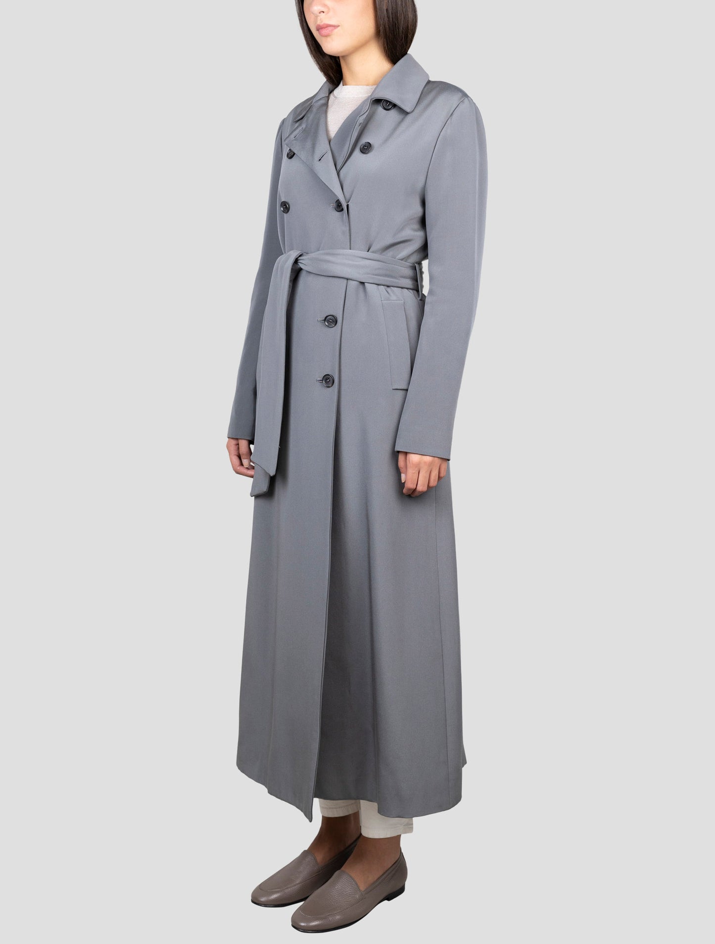 Kiton Gray Silk Overcoat