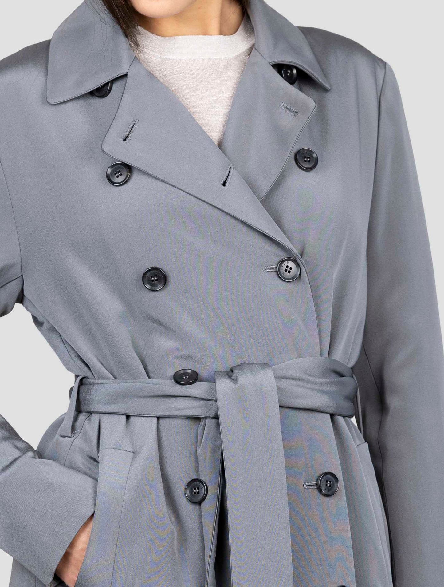 Kiton Gray Silk Overcoat