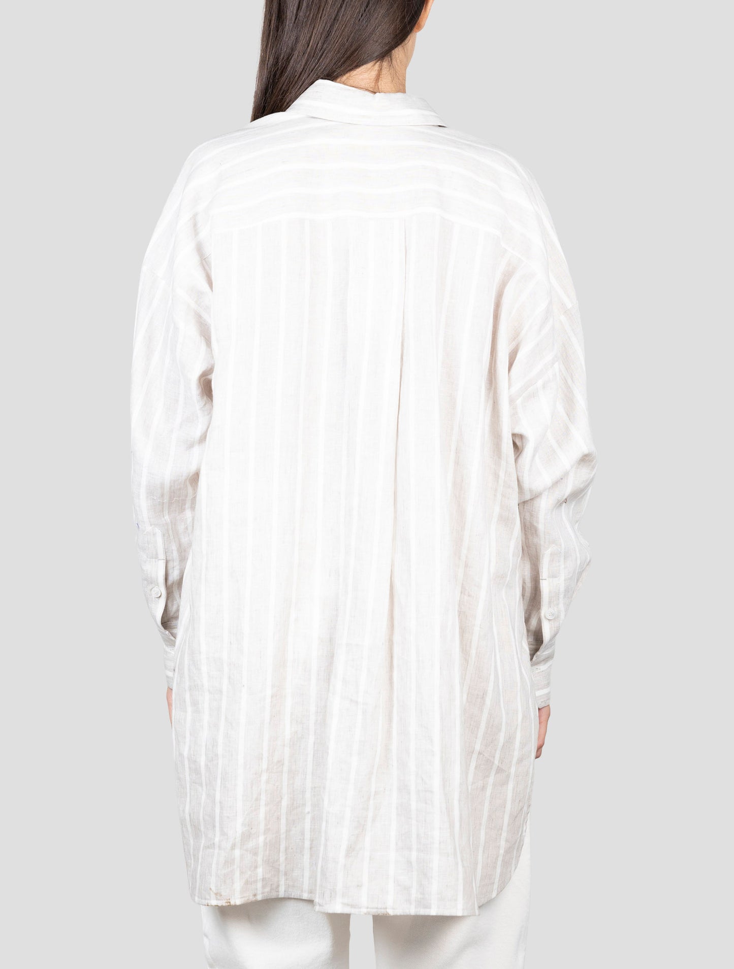 Kiton Gray White Linen Ea Pl Shirt