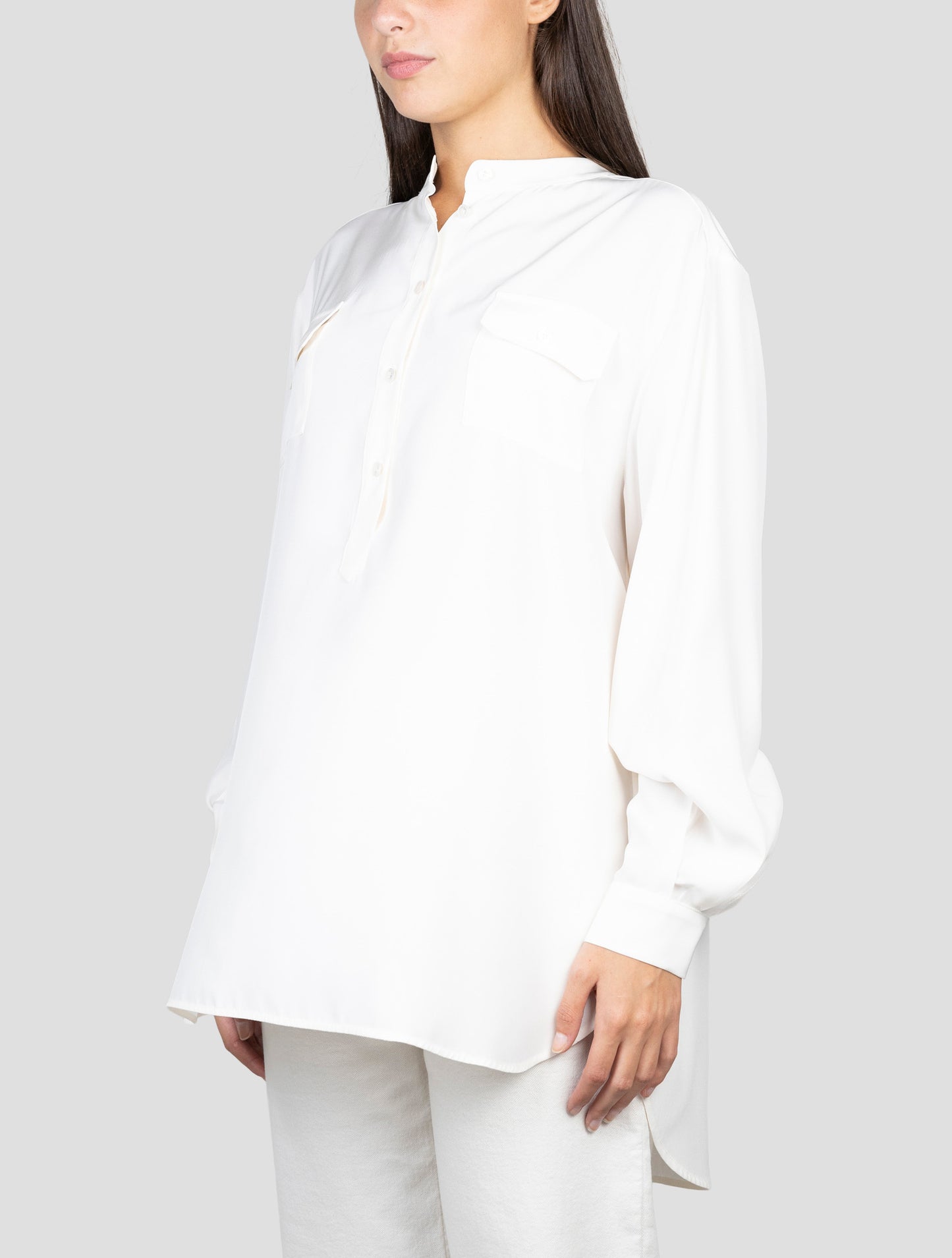 Kiton White Silk Shirt