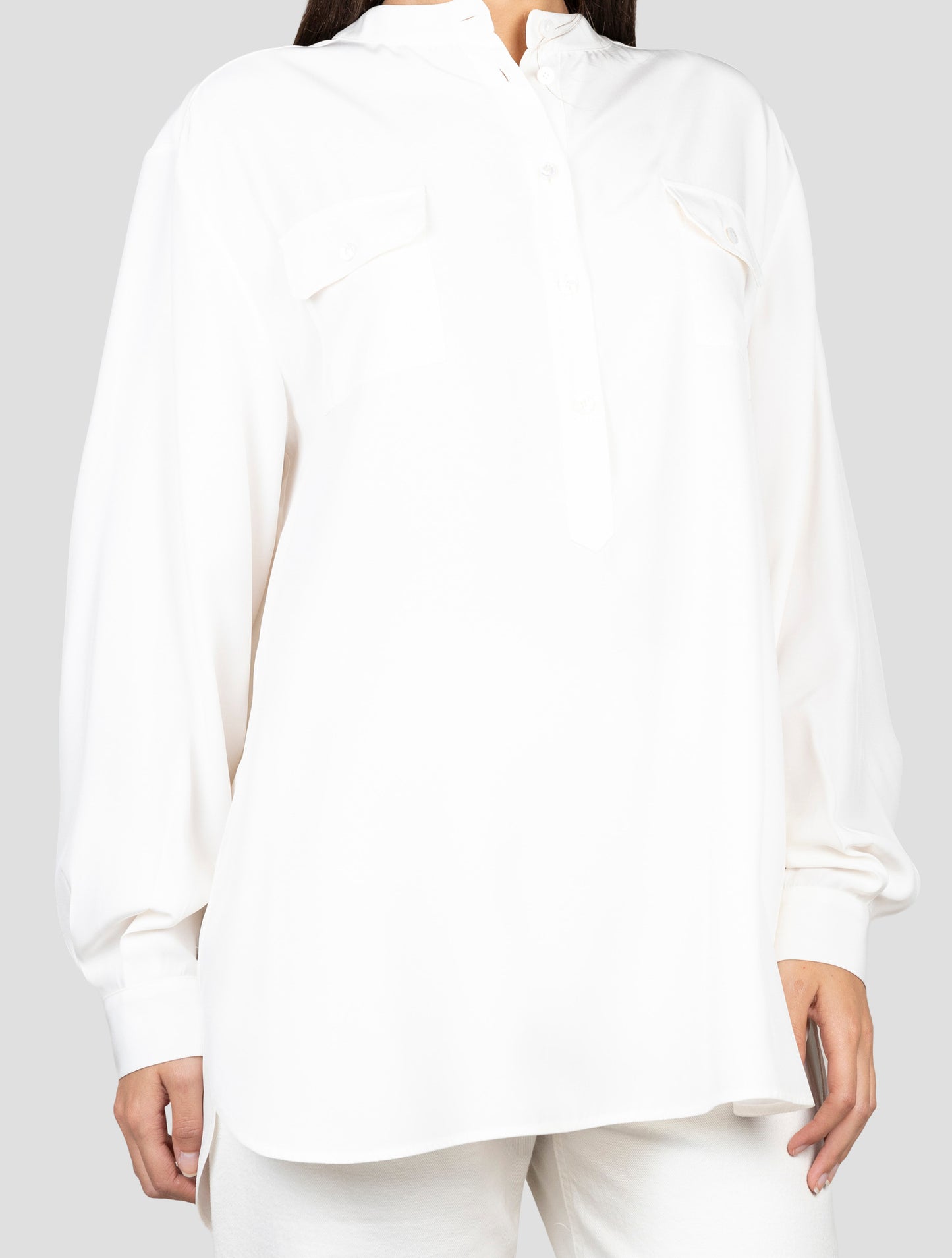 Kiton White Silk Shirt