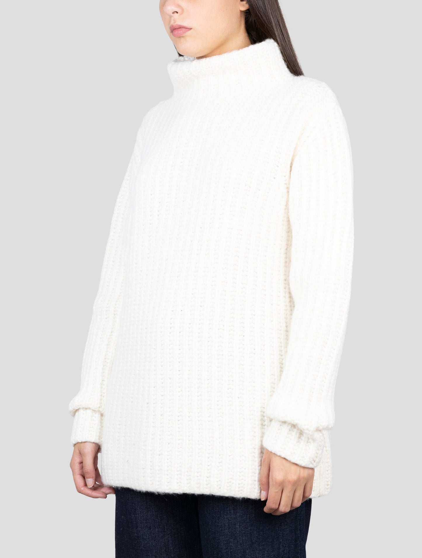 Kiton White Cashmere Silk Sweater Turtleneck