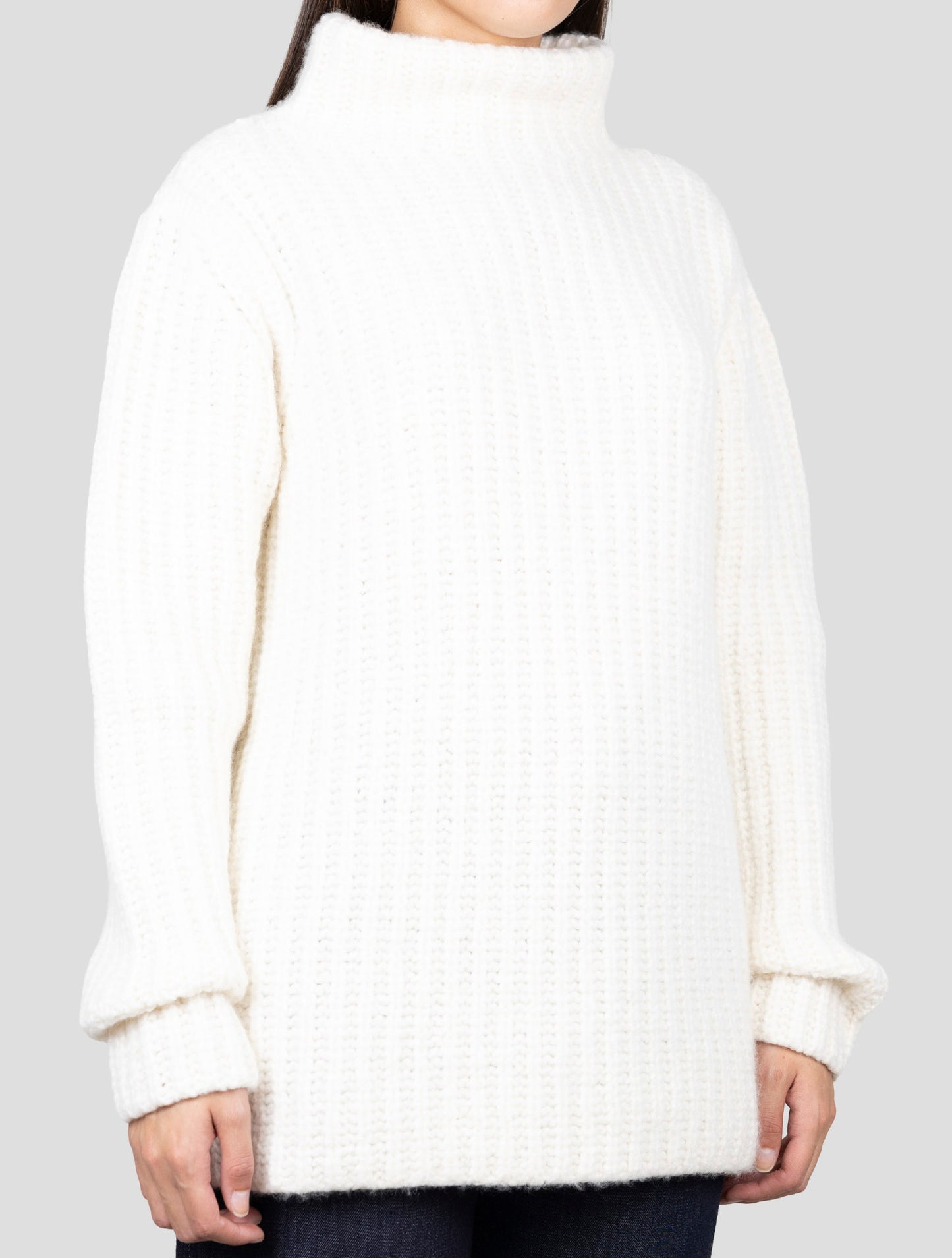 Kiton White Cashmere Silk Sweater Turtleneck
