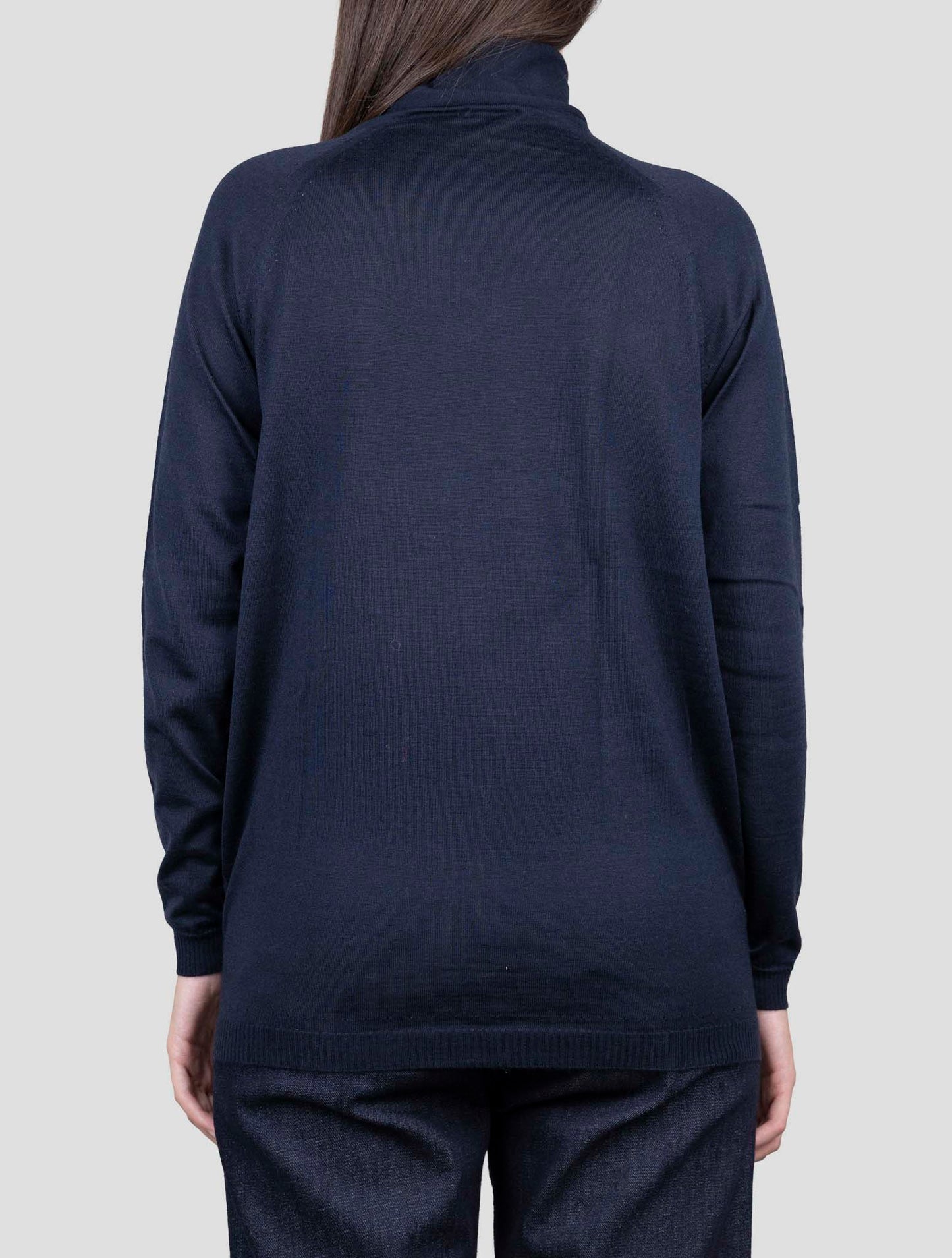 Kiton Blue Cashmere Silk Sweater Turtleneck