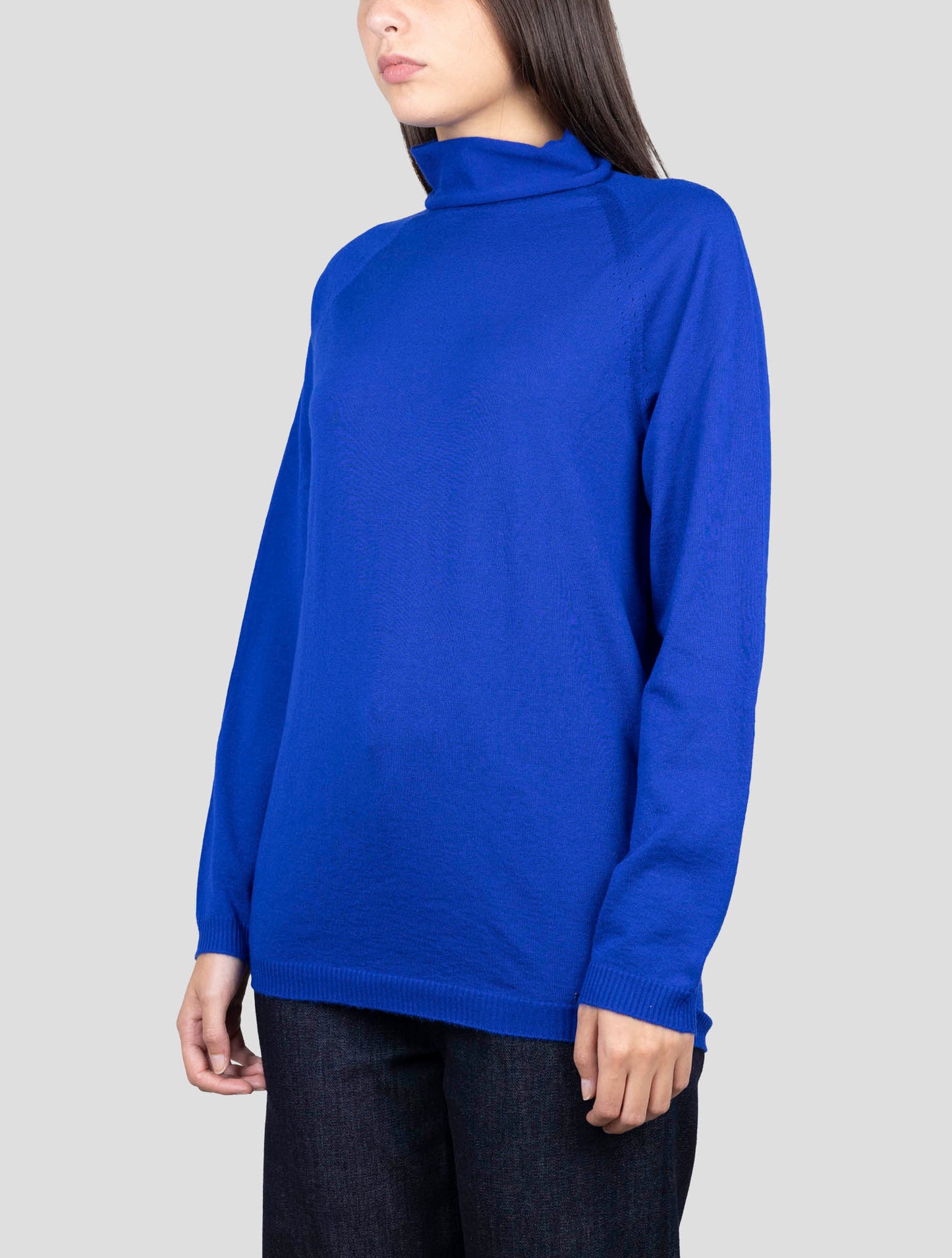 Kiton Blue Cashmere Silk Sweater Turtleneck