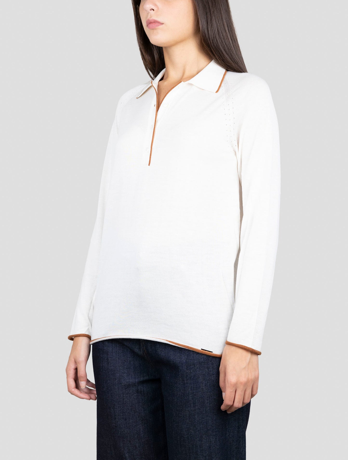 Kiton White Cashmere Silk Sweater Polo