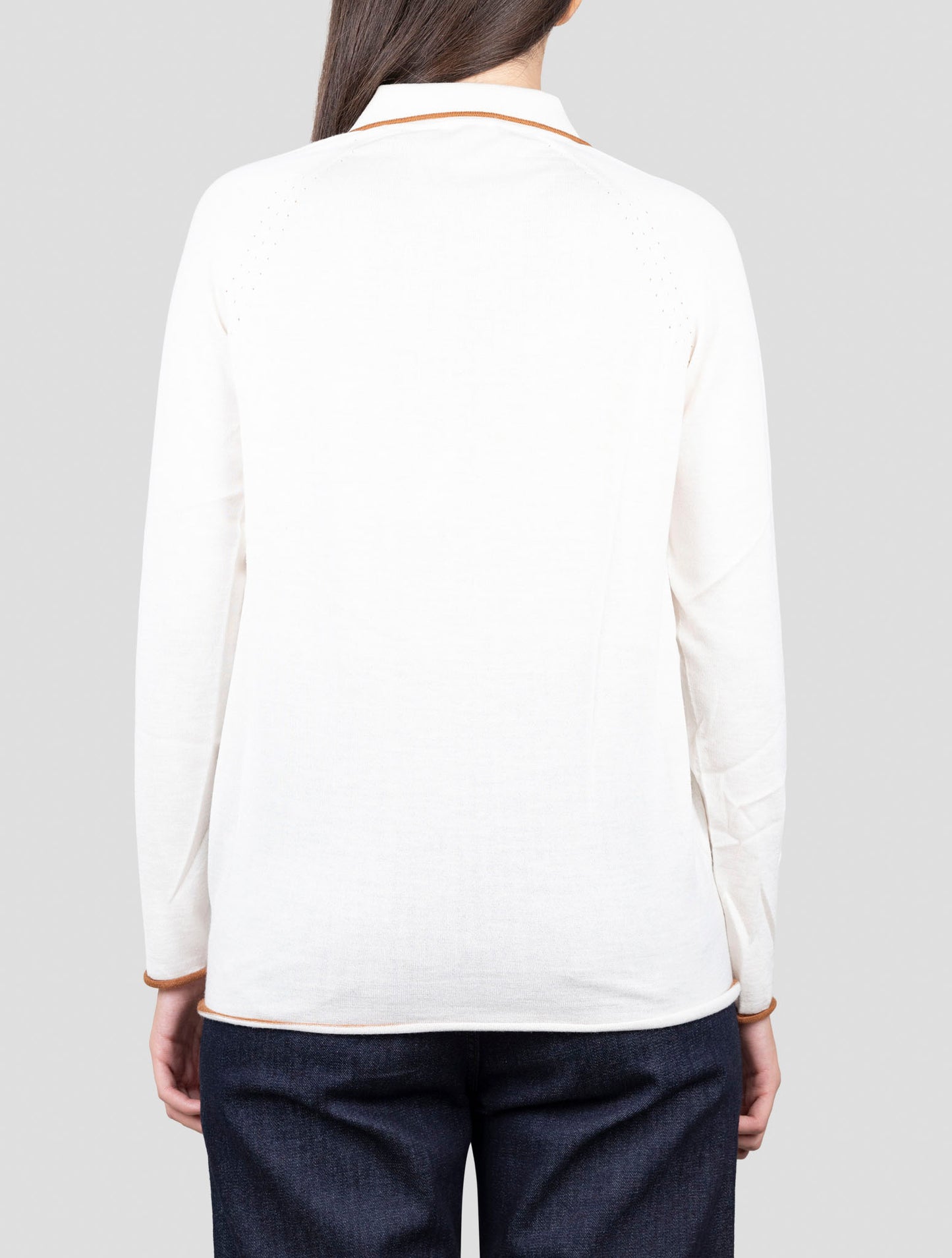 Kiton White Cashmere Silk Sweater Polo
