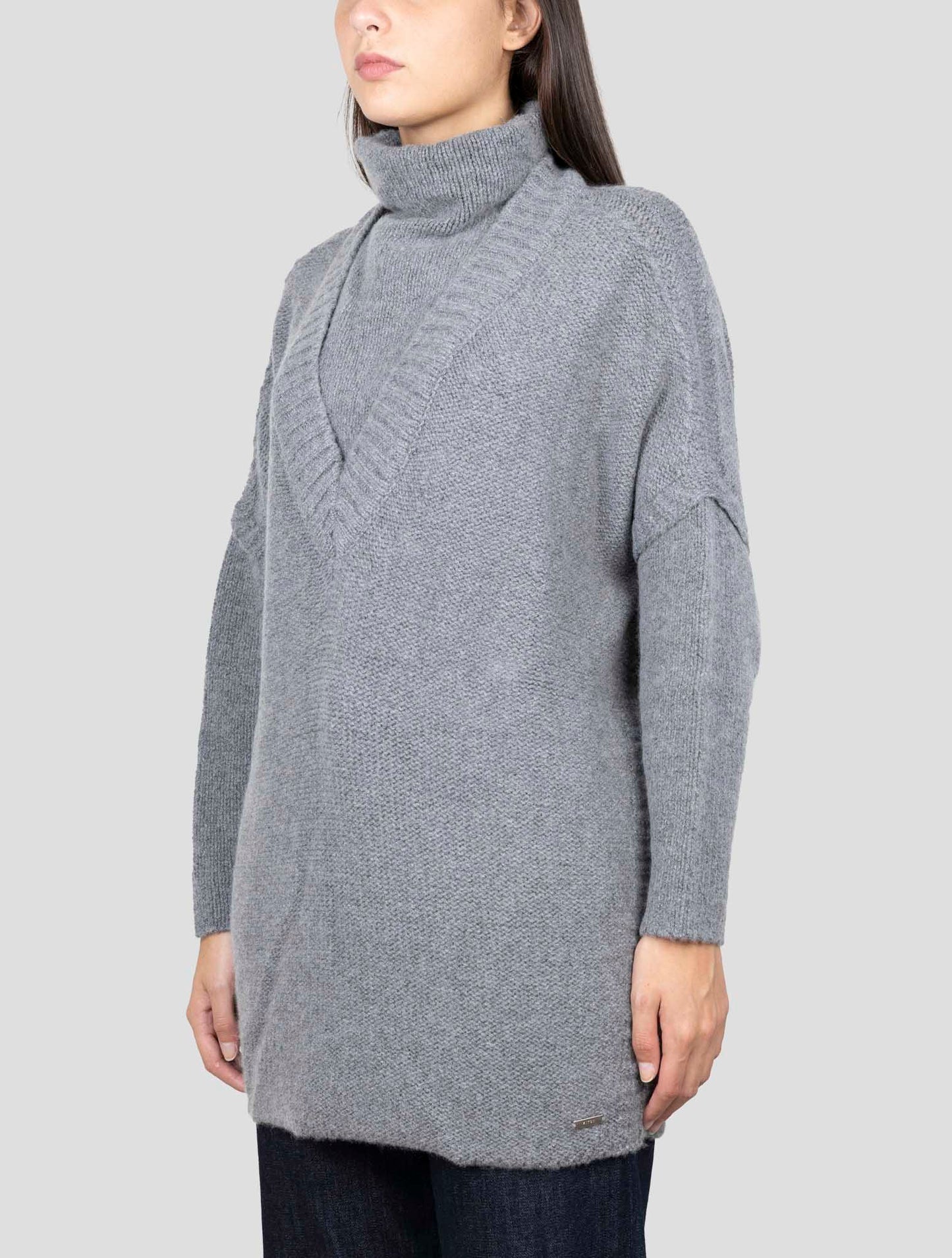 Kiton Gray Cashmere Zibellino Sweater V-Neck
