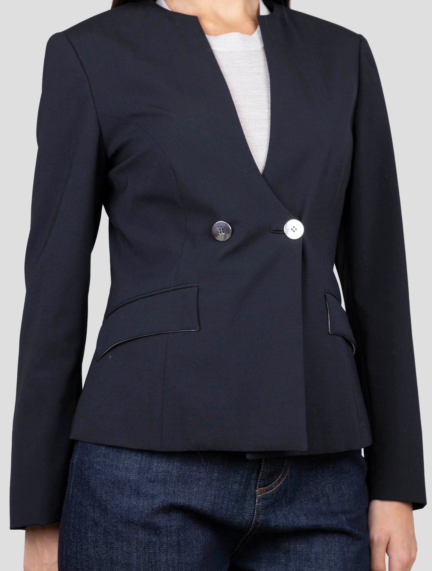 Kiton Black Virgin Wool Ea Blazer