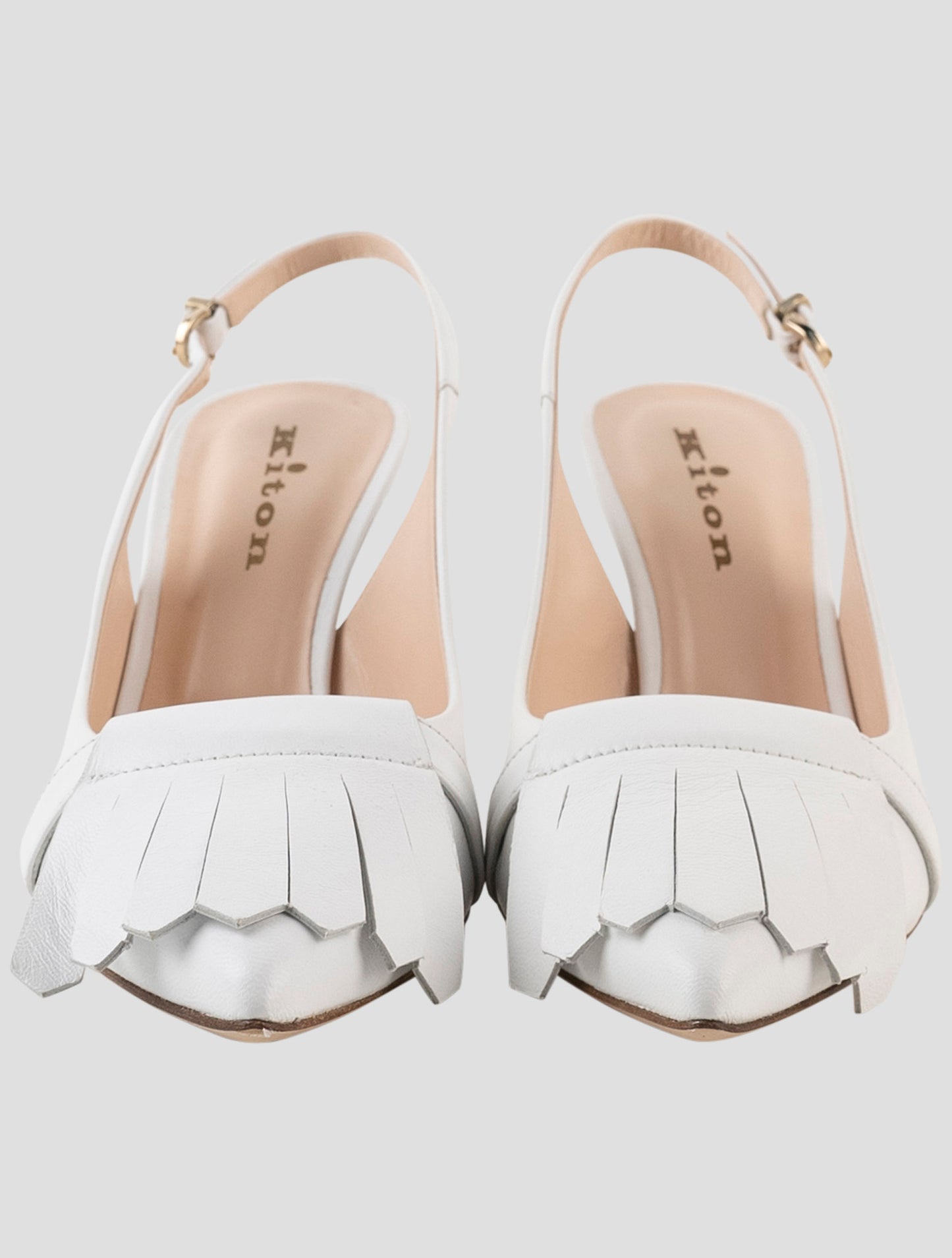 Kiton White Leather Slingback