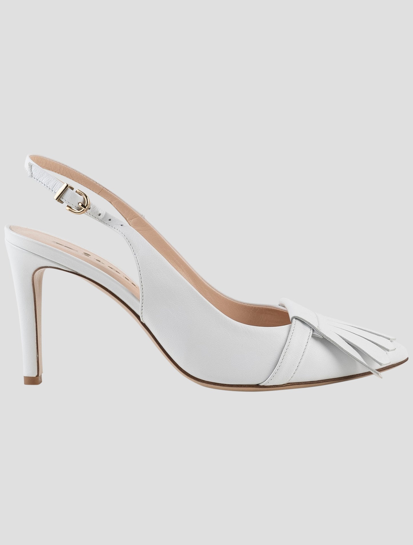 Kiton White Leather Slingback