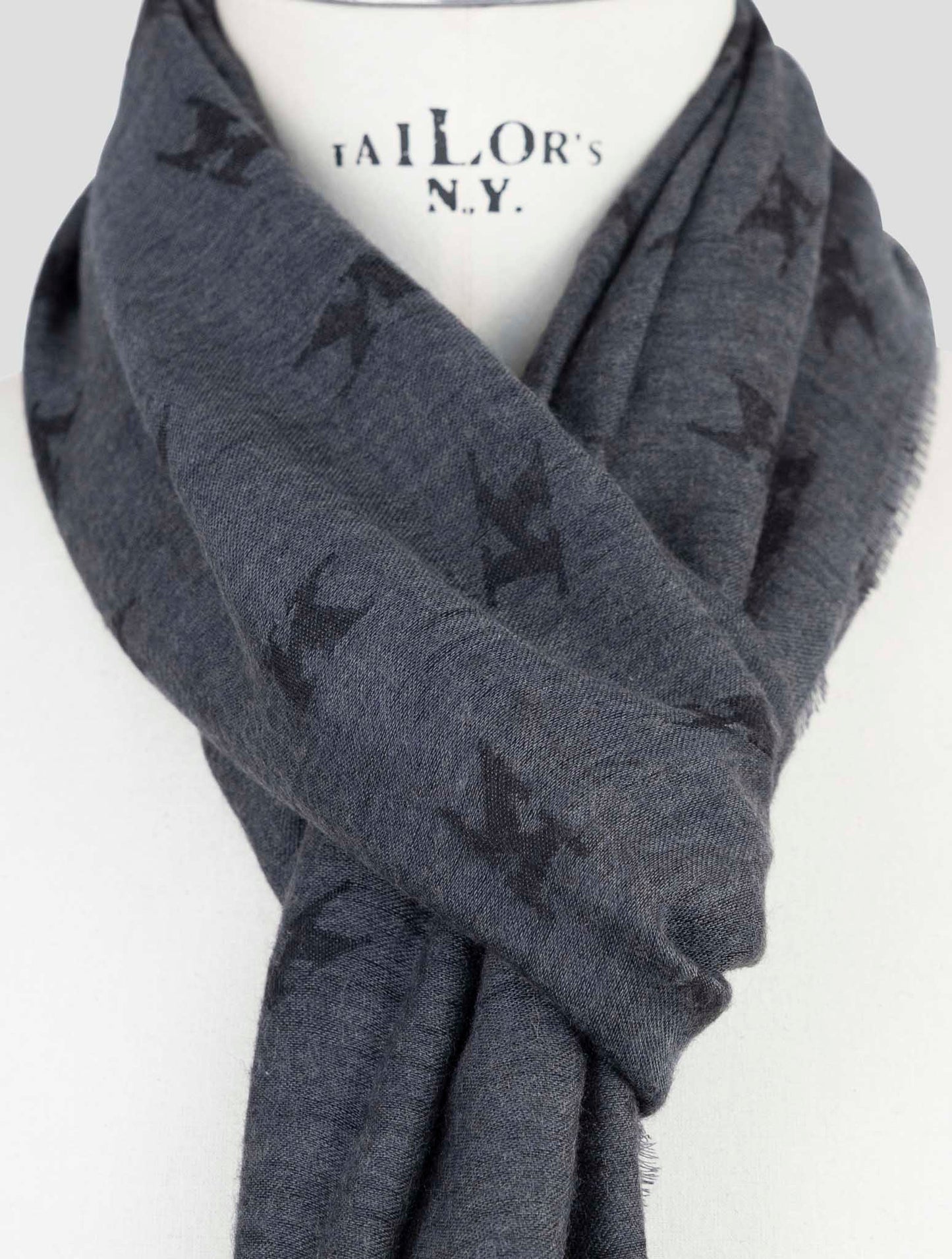 Kiton Gray Wool Silk Scarf