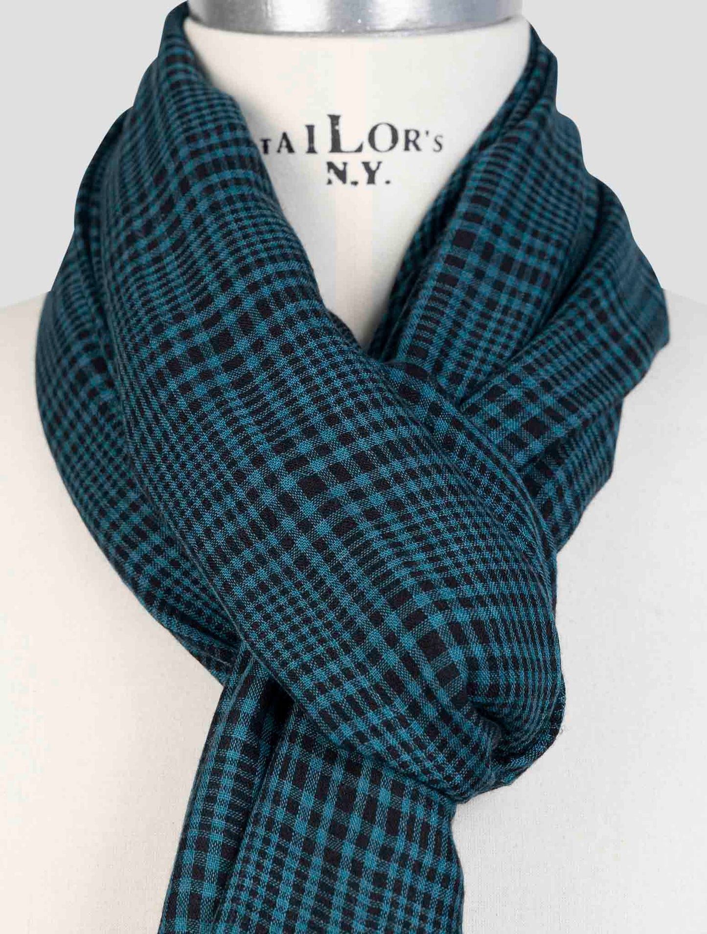 Kiton Green Blue Cashmere Silk Scarf