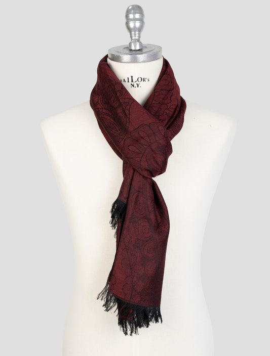 Kiton Burgundy Cashmere Silk Scarf
