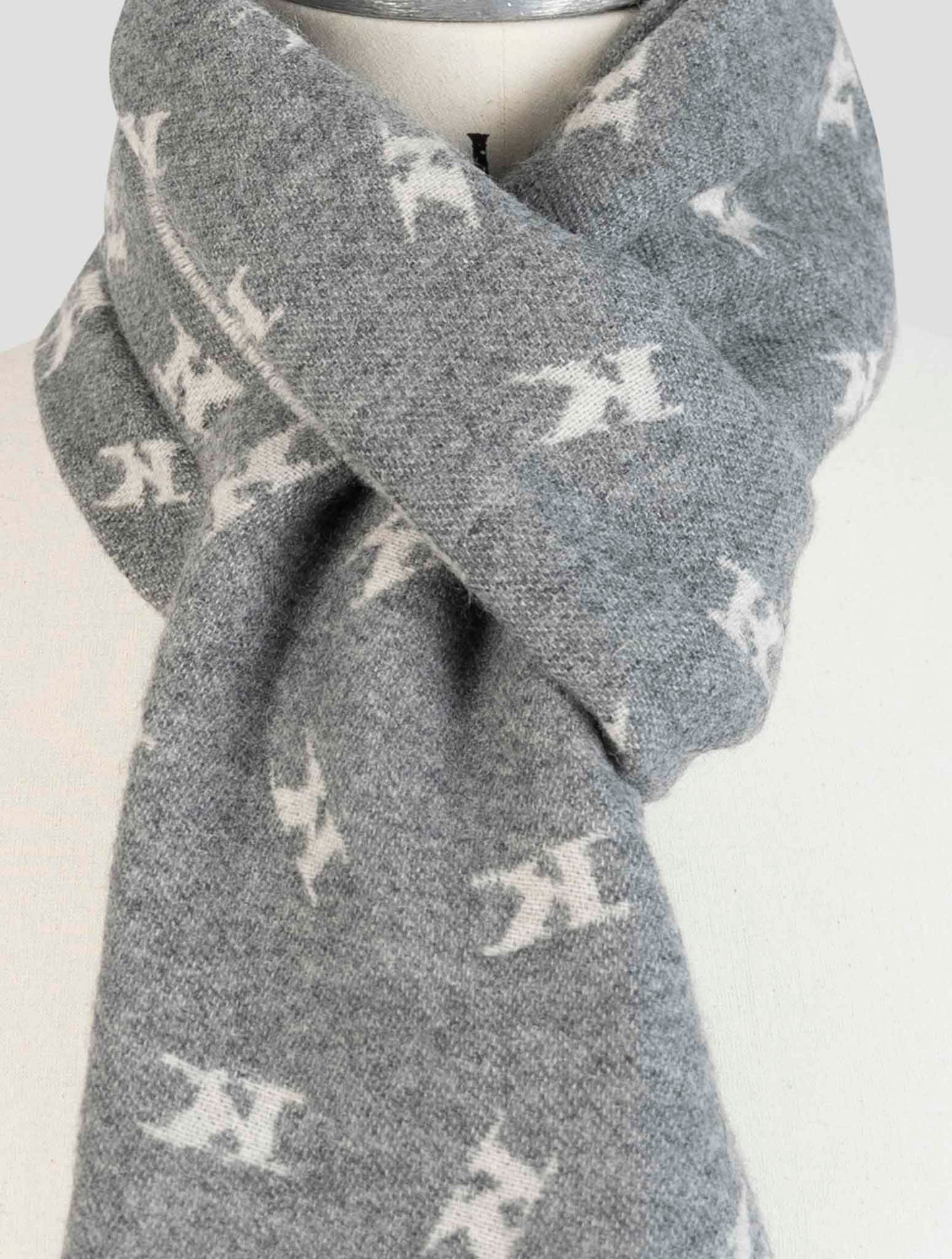 Kiton Gray Wool Cashmere Mink Scarf