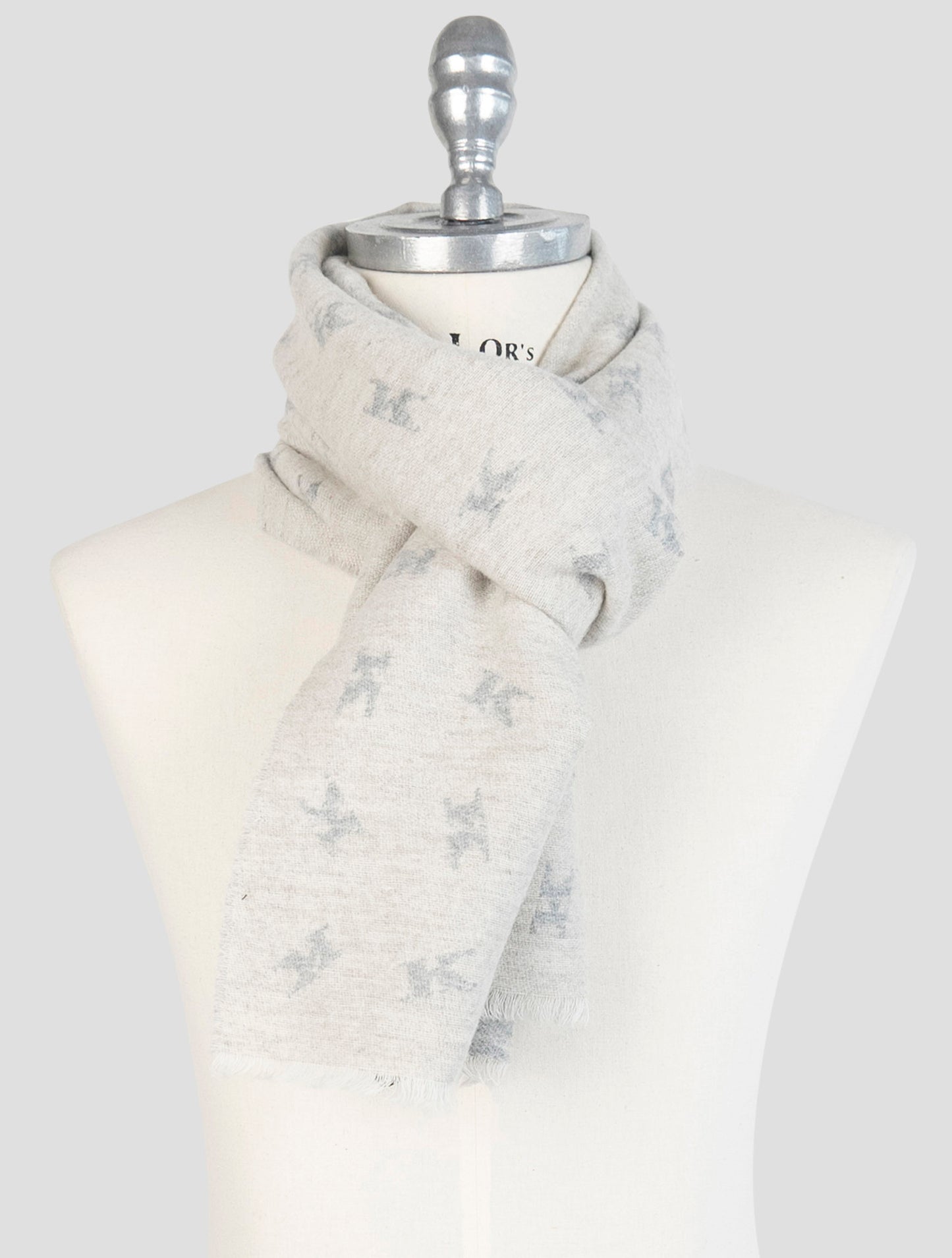 Kiton Gray Wool Cashmere Mink Scarf