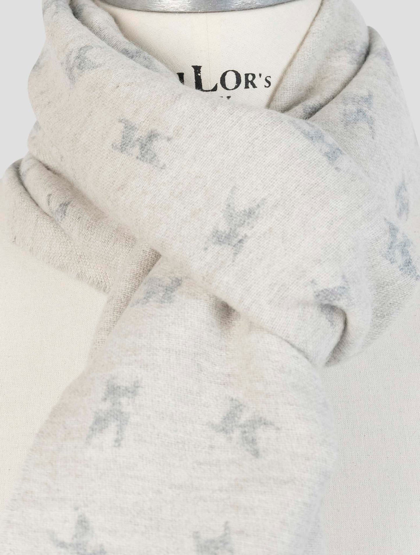 Kiton Gray Wool Cashmere Mink Scarf