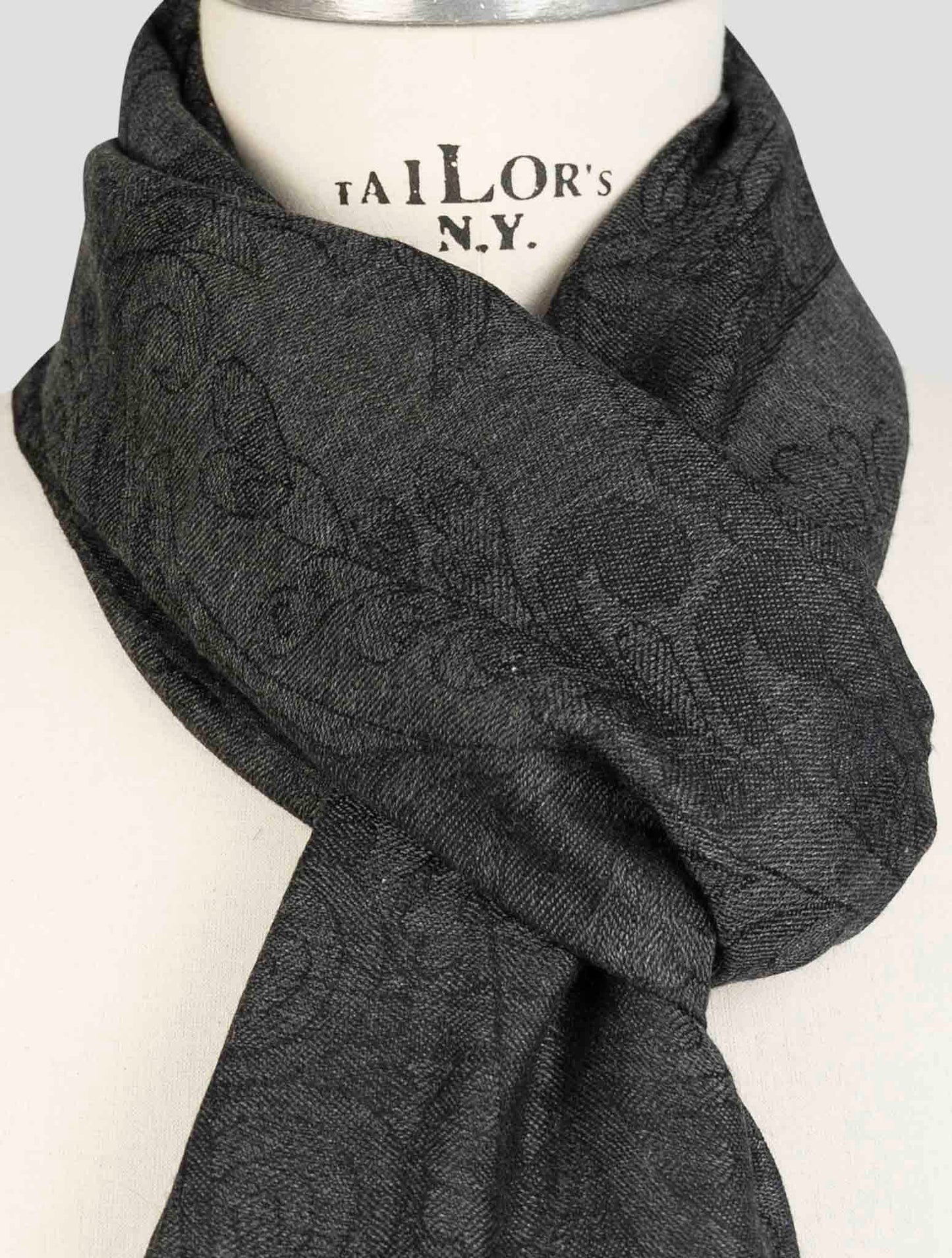 Kiton Dark Gray Cashmere Silk Scarf
