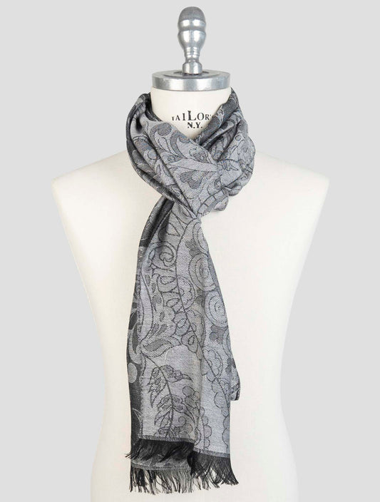 Kiton Gray Cashmere Silk Scarf