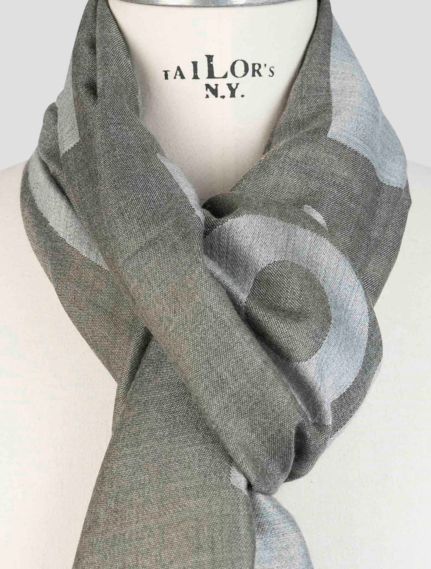 Kiton Gray Green Cashmere Silk Scarf