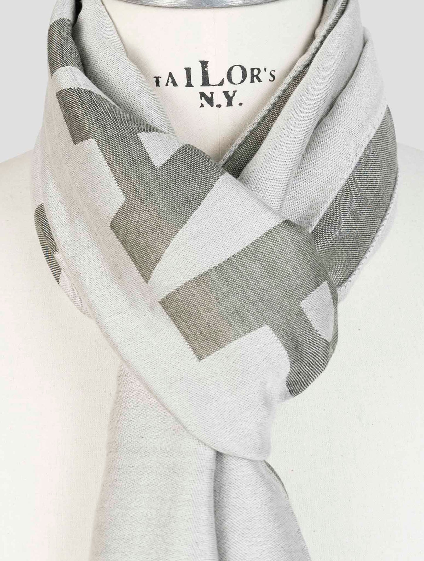 Kiton Green Gray Cashmere Silk Scarf