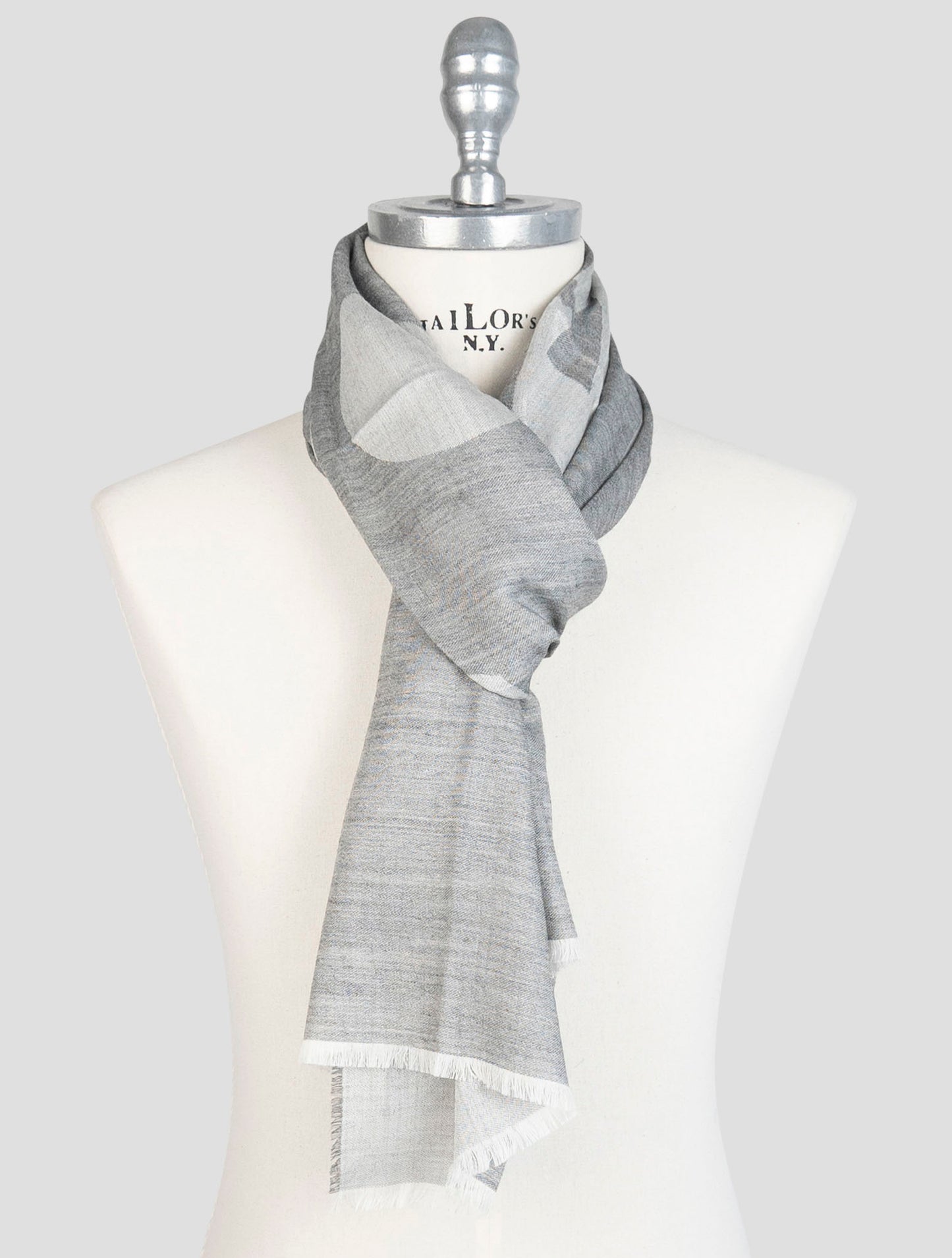 Kiton Gray Wool Silk Scarf