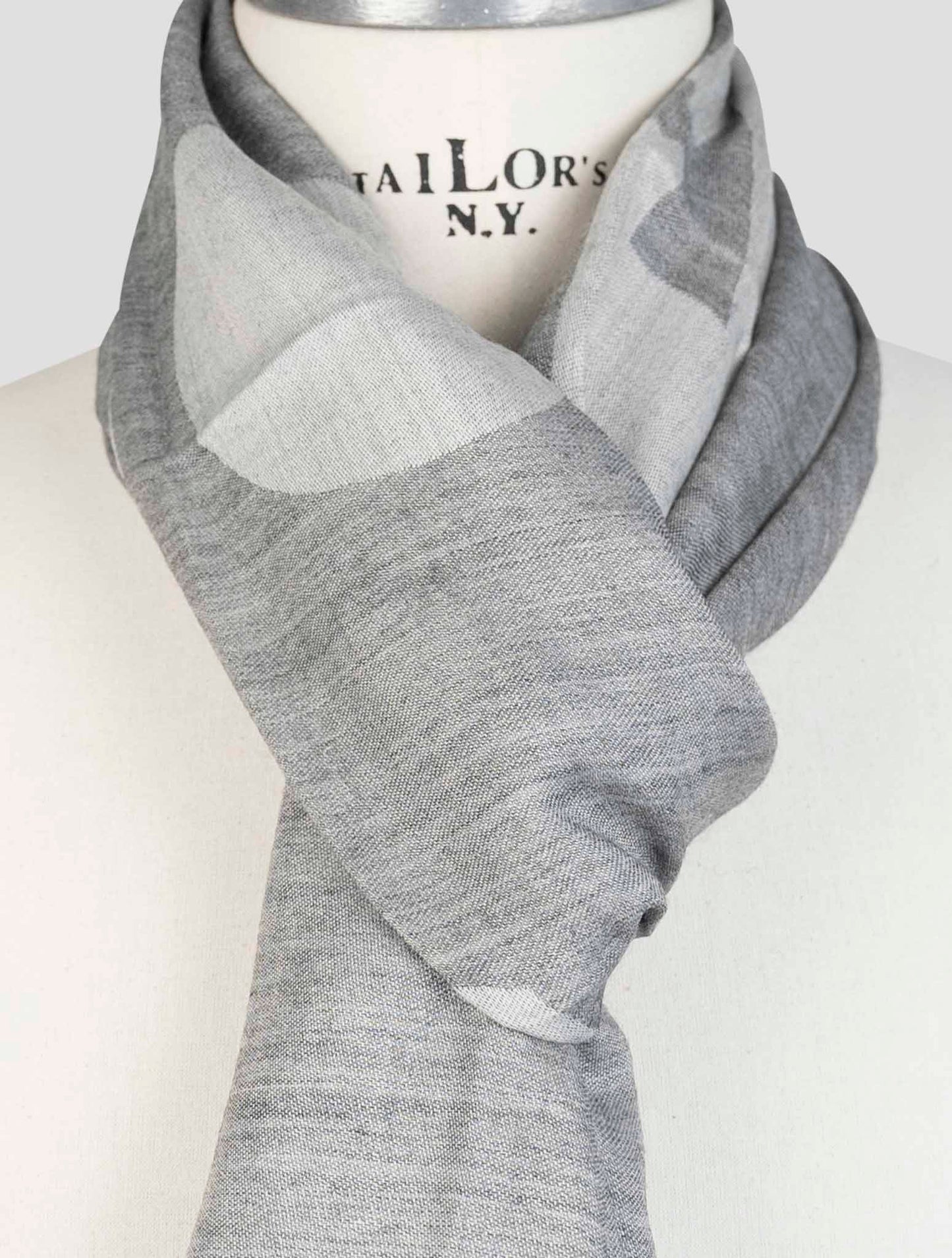 Kiton Gray Wool Silk Scarf