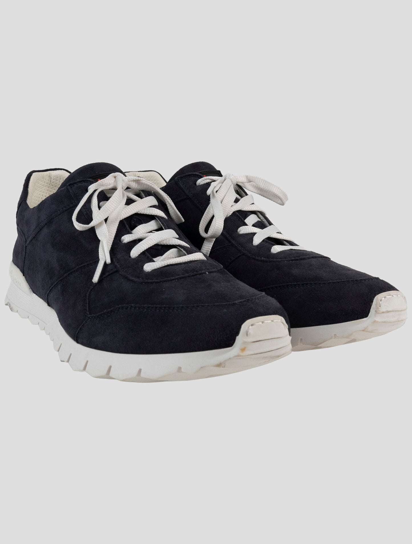 Kiton Blue Leather Suede Sneakers