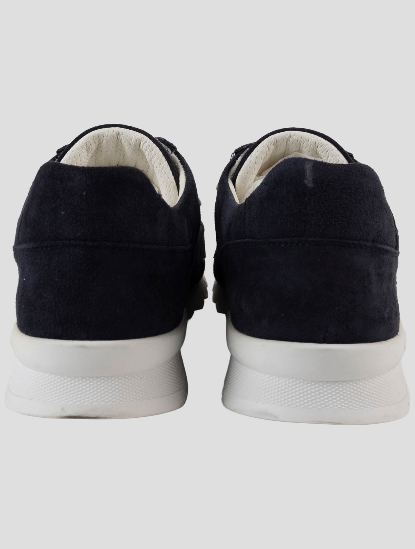 Kiton Blue Leather Suede Sneakers