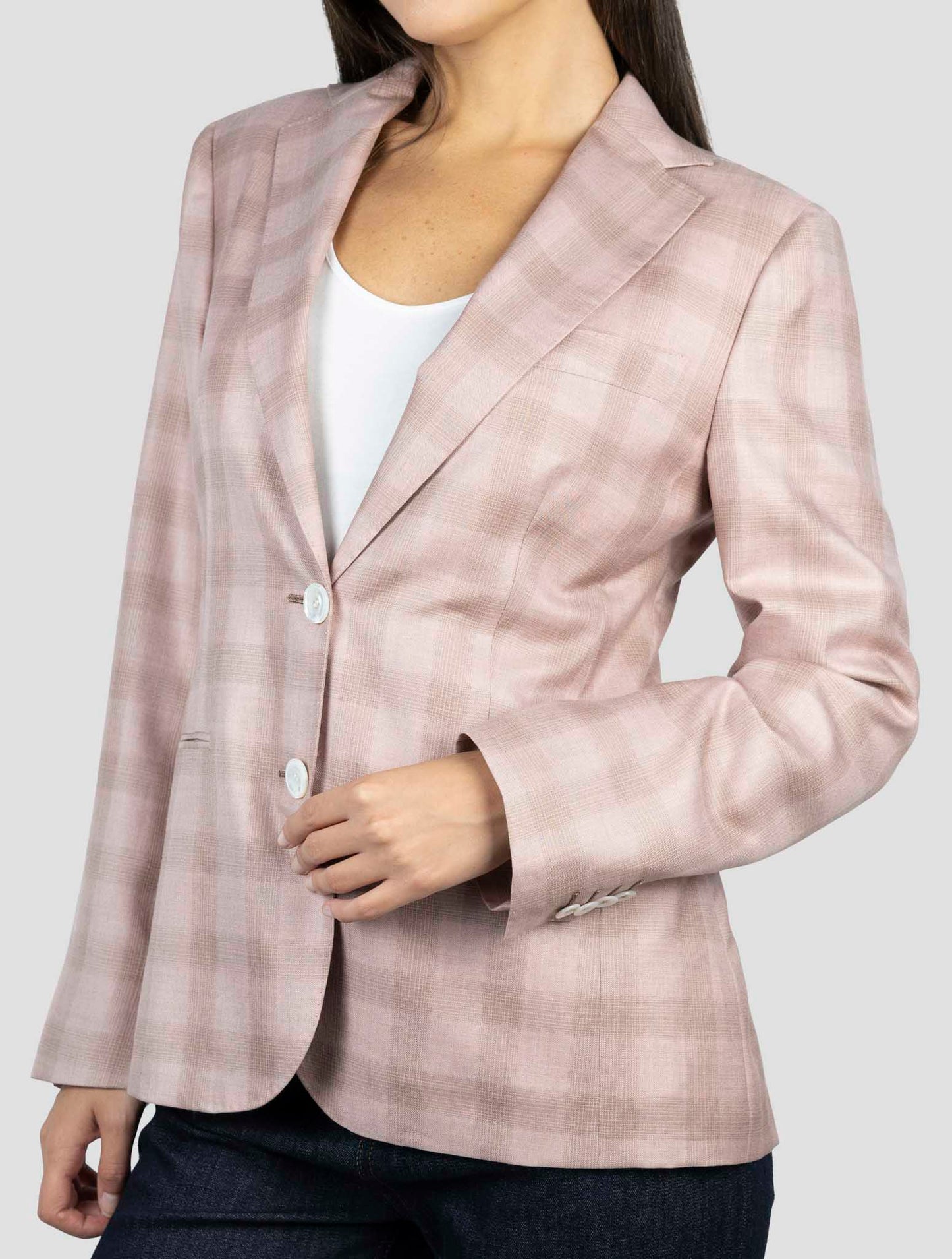 Kiton Pink Cashmere Silk Linen Blazer