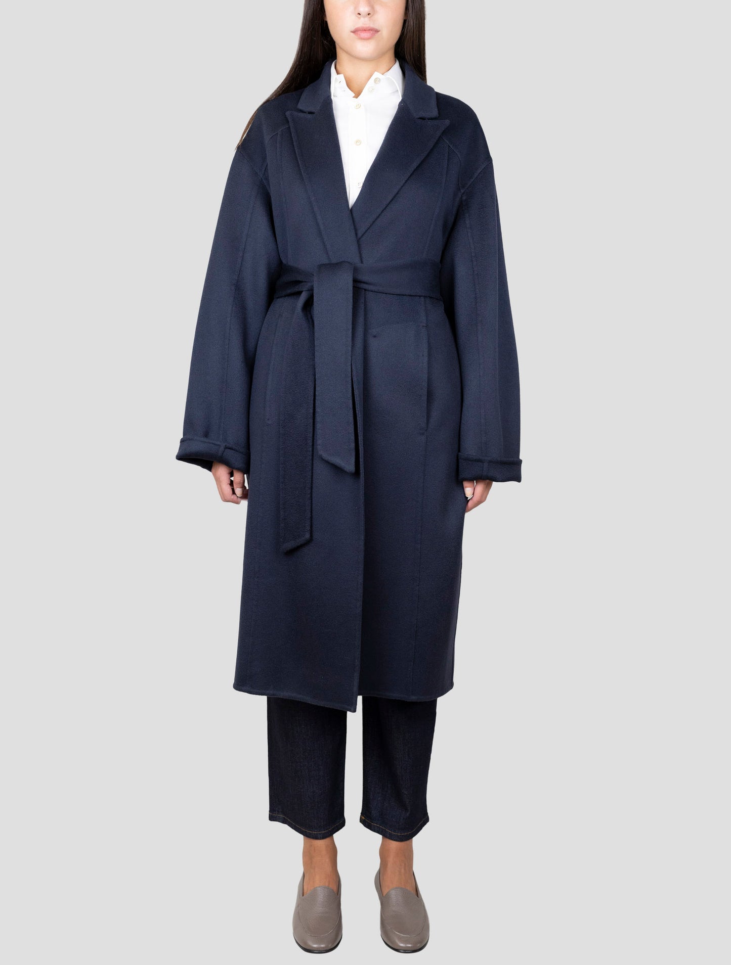 Kiton Dark Blue Cashmere Overcoat
