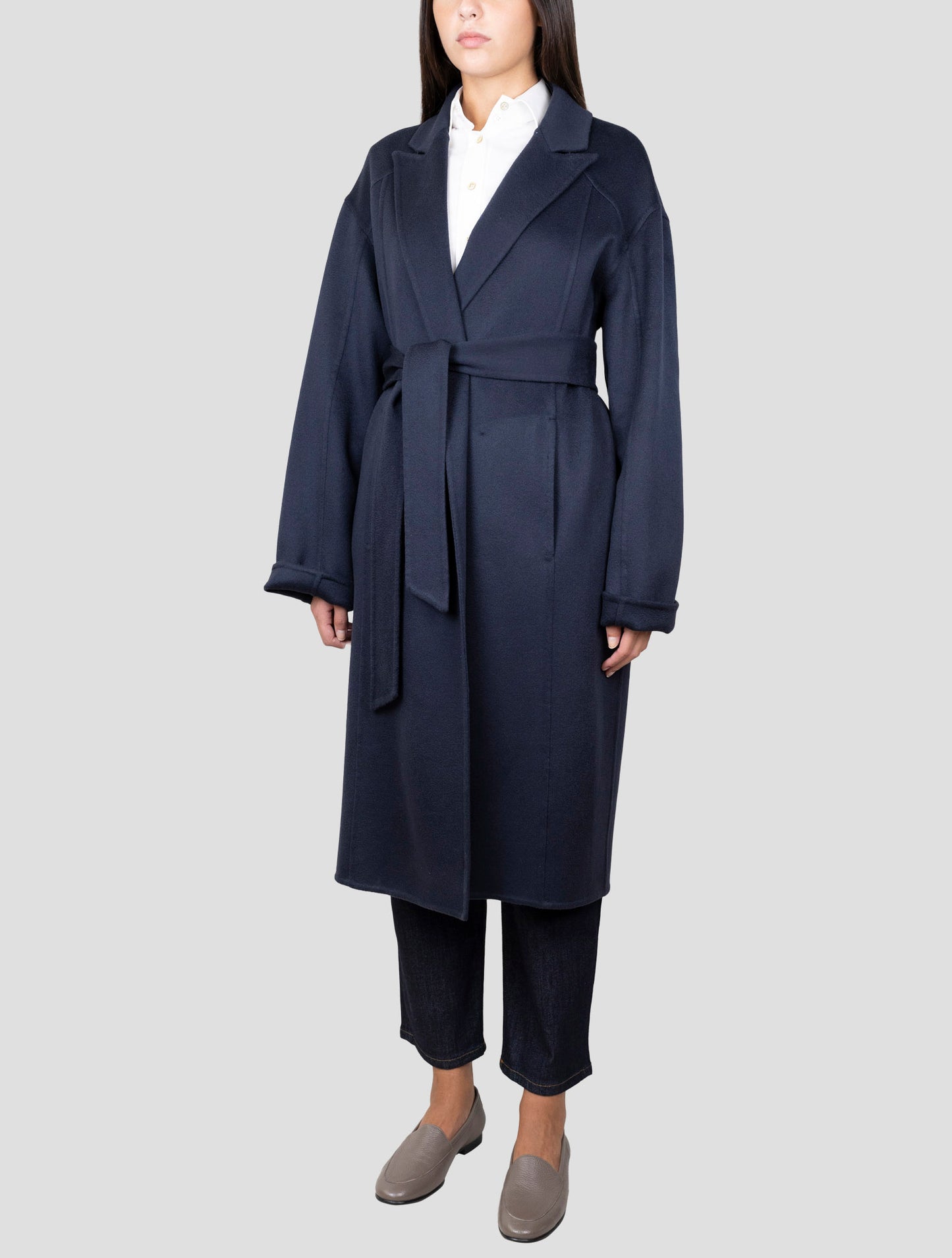 Kiton Dark Blue Cashmere Overcoat