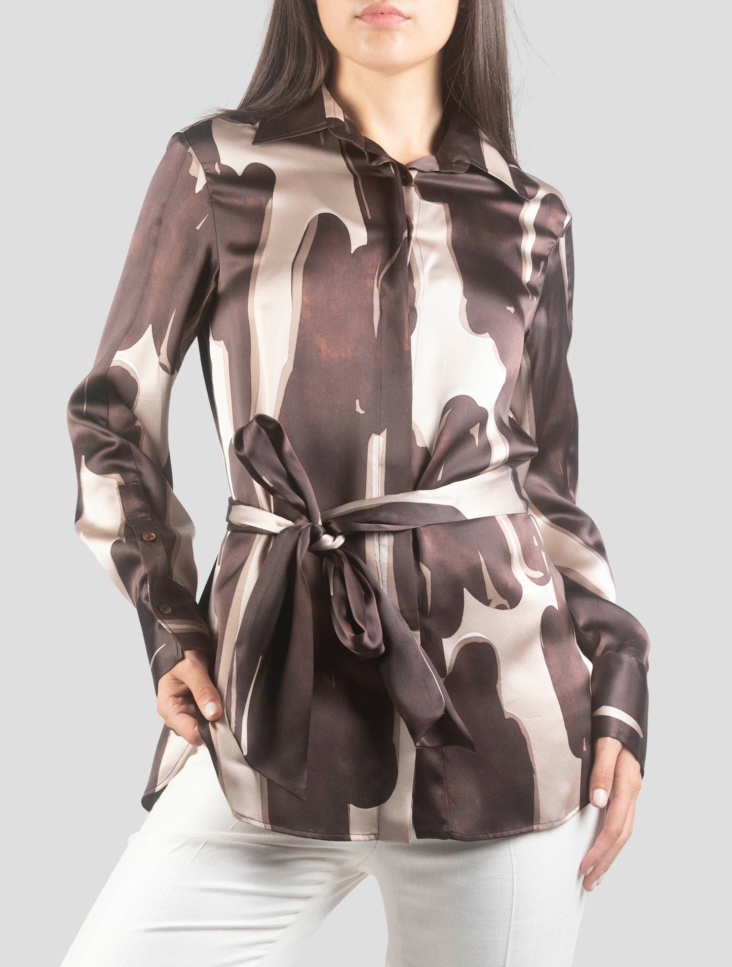Kiton Brown Silk Shirt