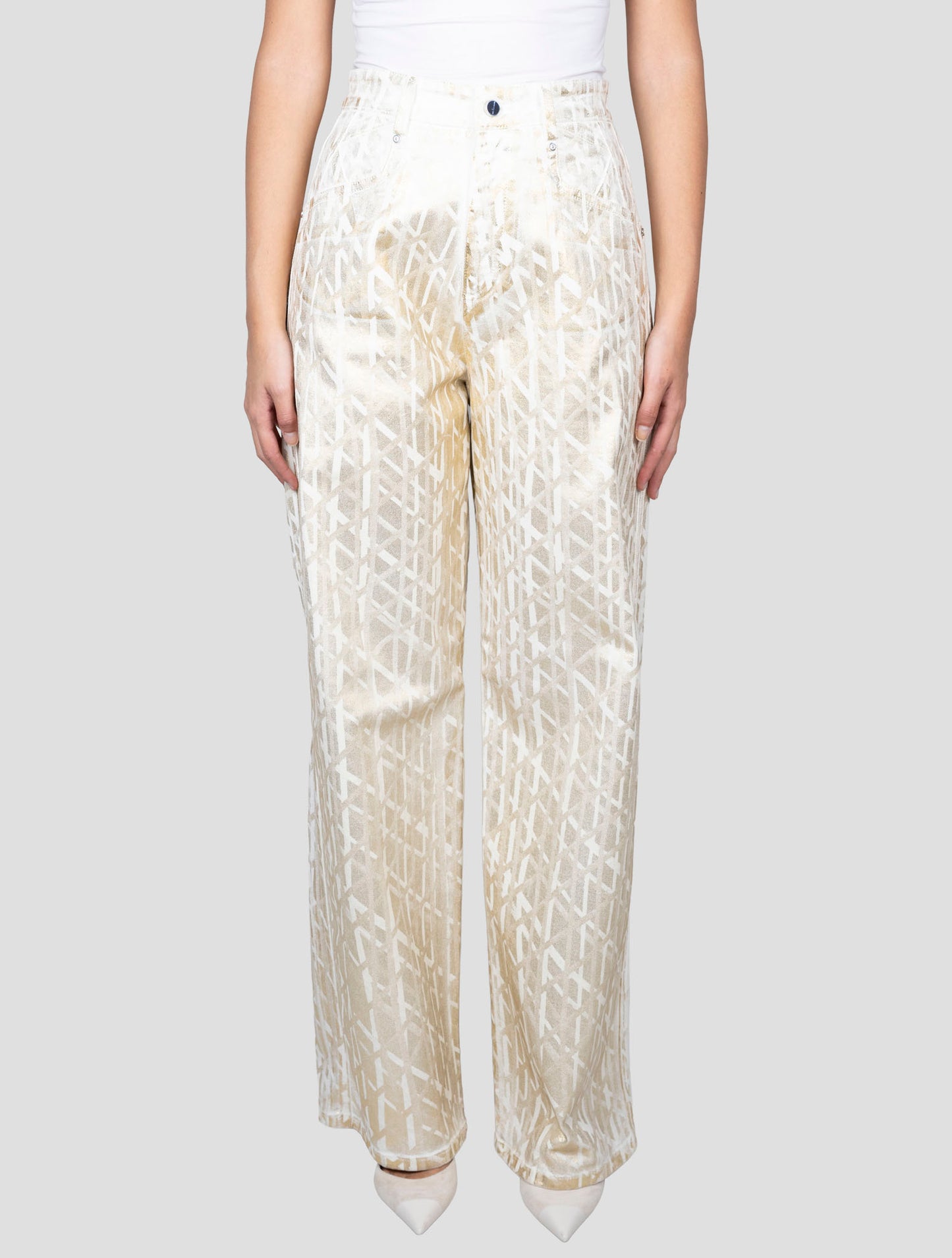 Kiton Gold White Cotton Ea Jeans