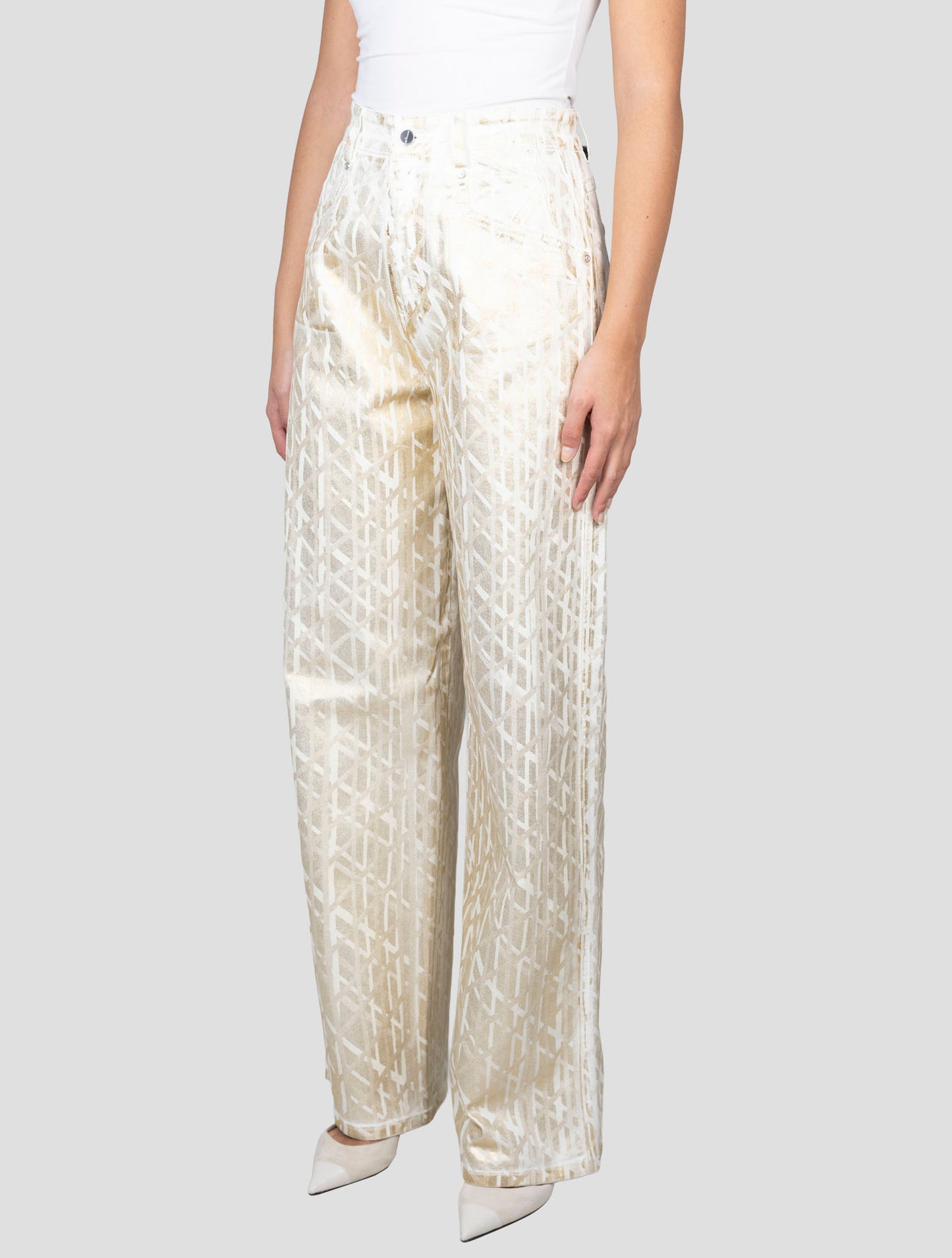 Kiton Gold White Cotton Ea Jeans