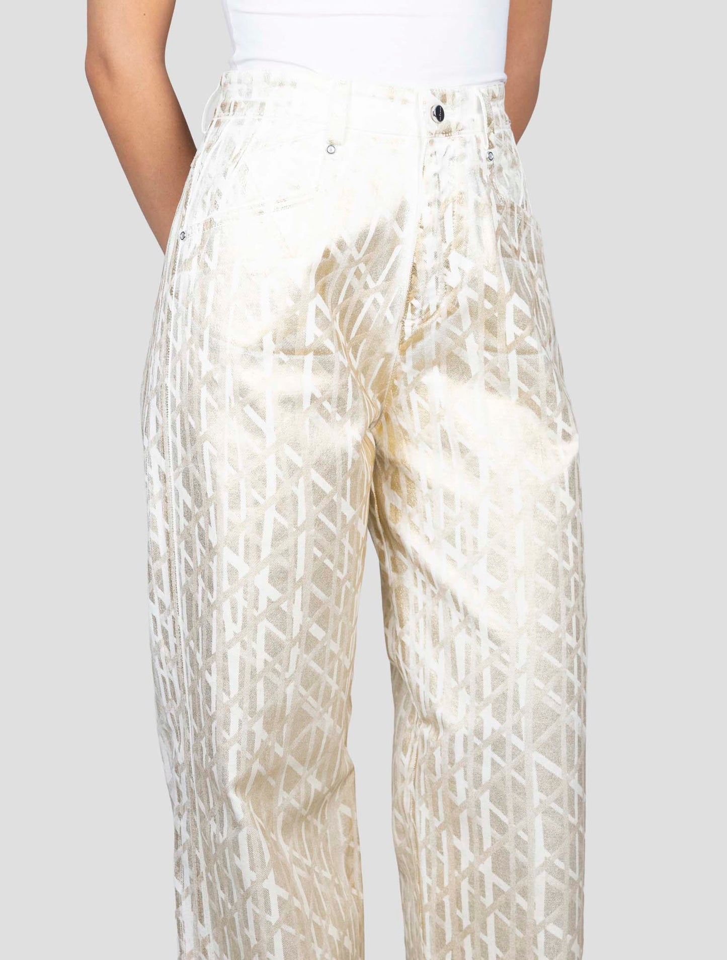 Kiton Gold White Cotton Ea Jeans