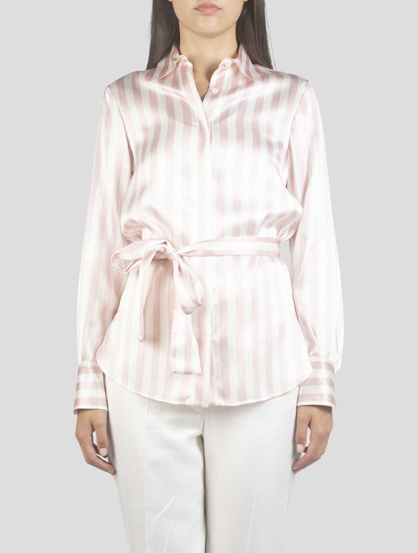 Kiton White Pink Silk Shirt