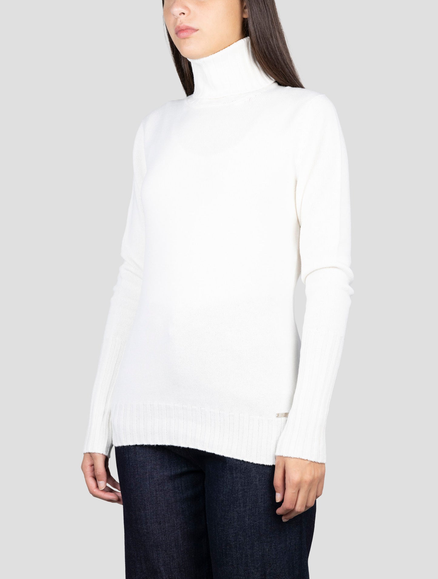 Kiton White Cashmere Sweater Turtleneck